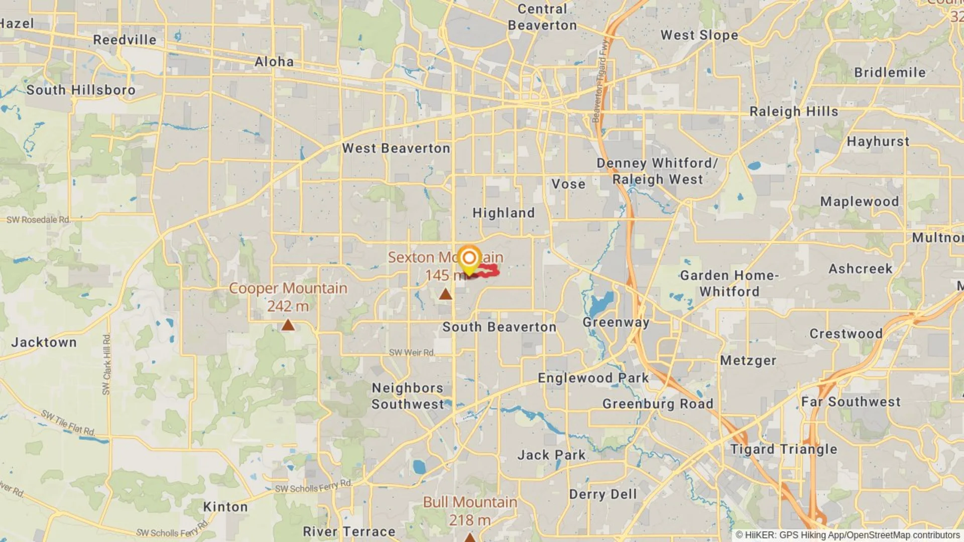 An image depicting the trail Hyland Woods Natural Area Loop and its surrounding area.