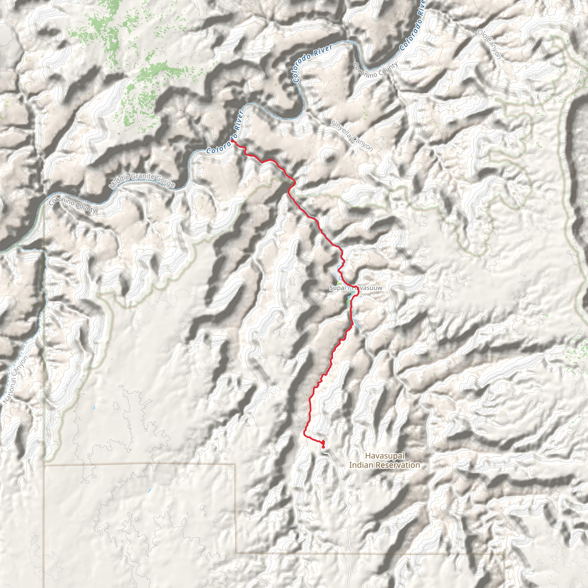 Havasu Falls Trail mobile static map