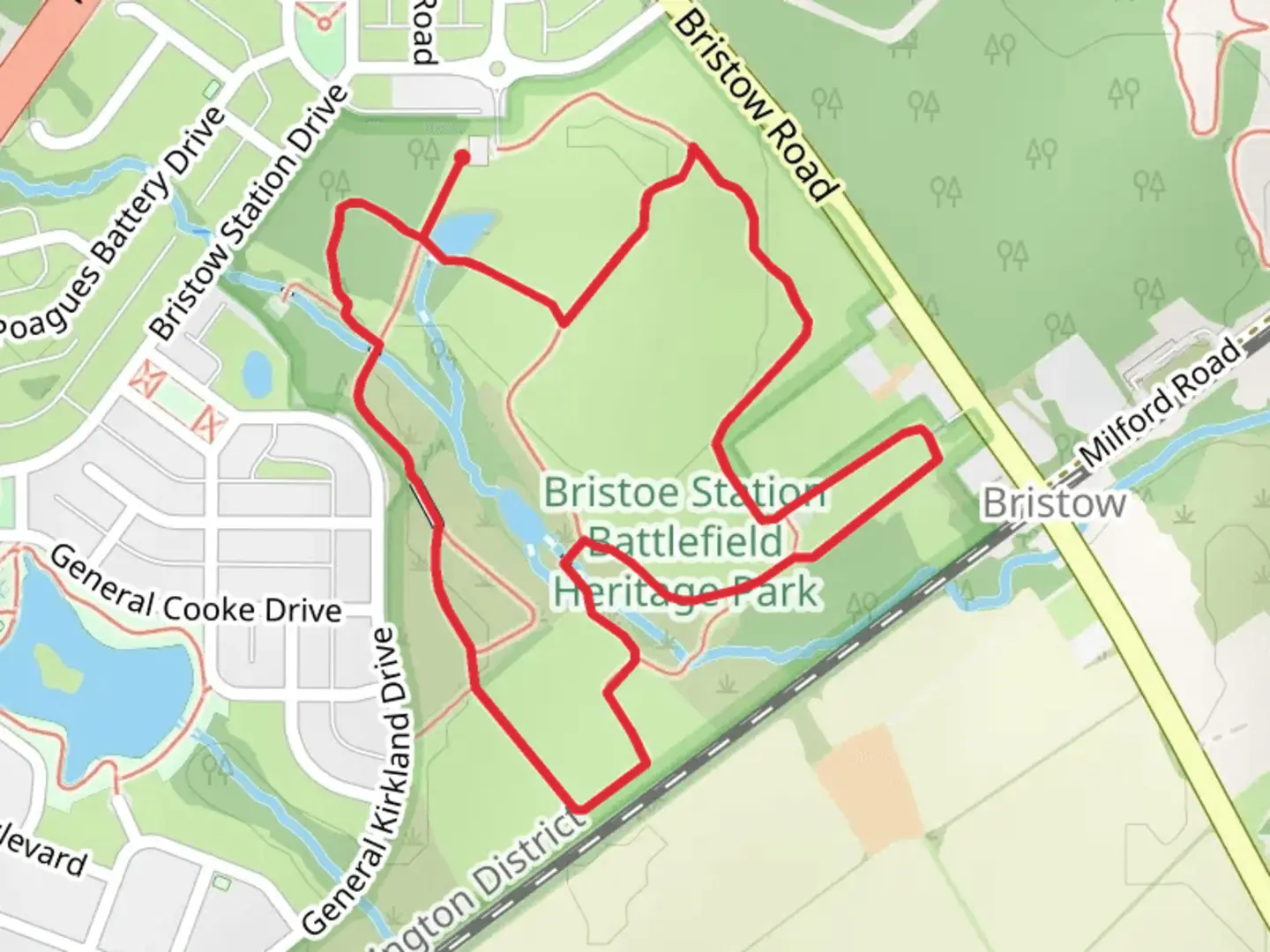 An image depicting the trail Iron Brigade Unit Avenue Loop - South and its surrounding area.