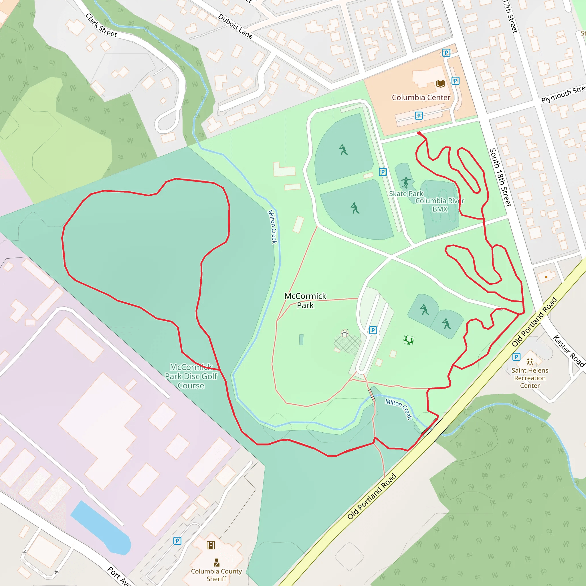 Skate Park and McCormick Park Loop mobile static map