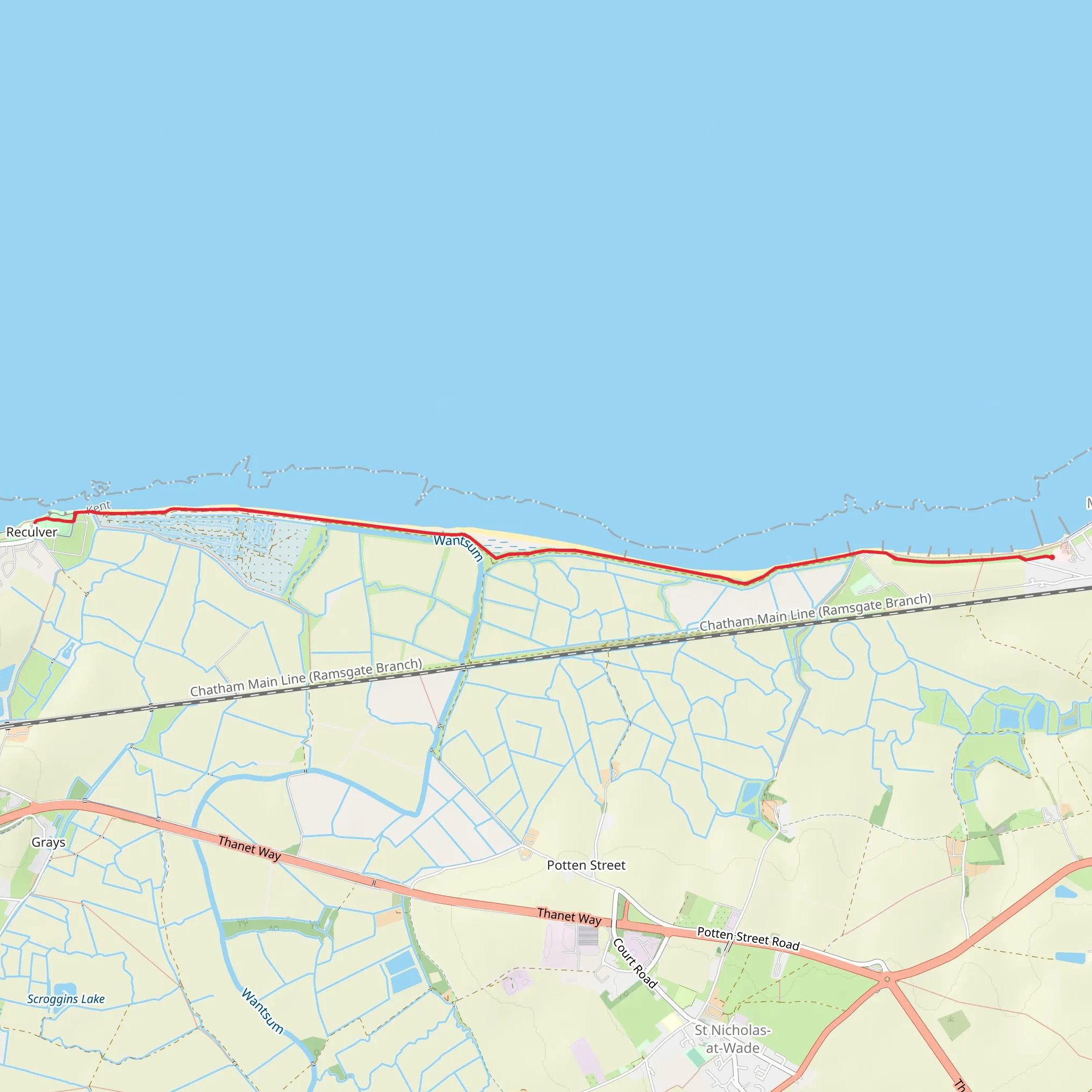 Minnis Bay to Reculver Walk mobile static map