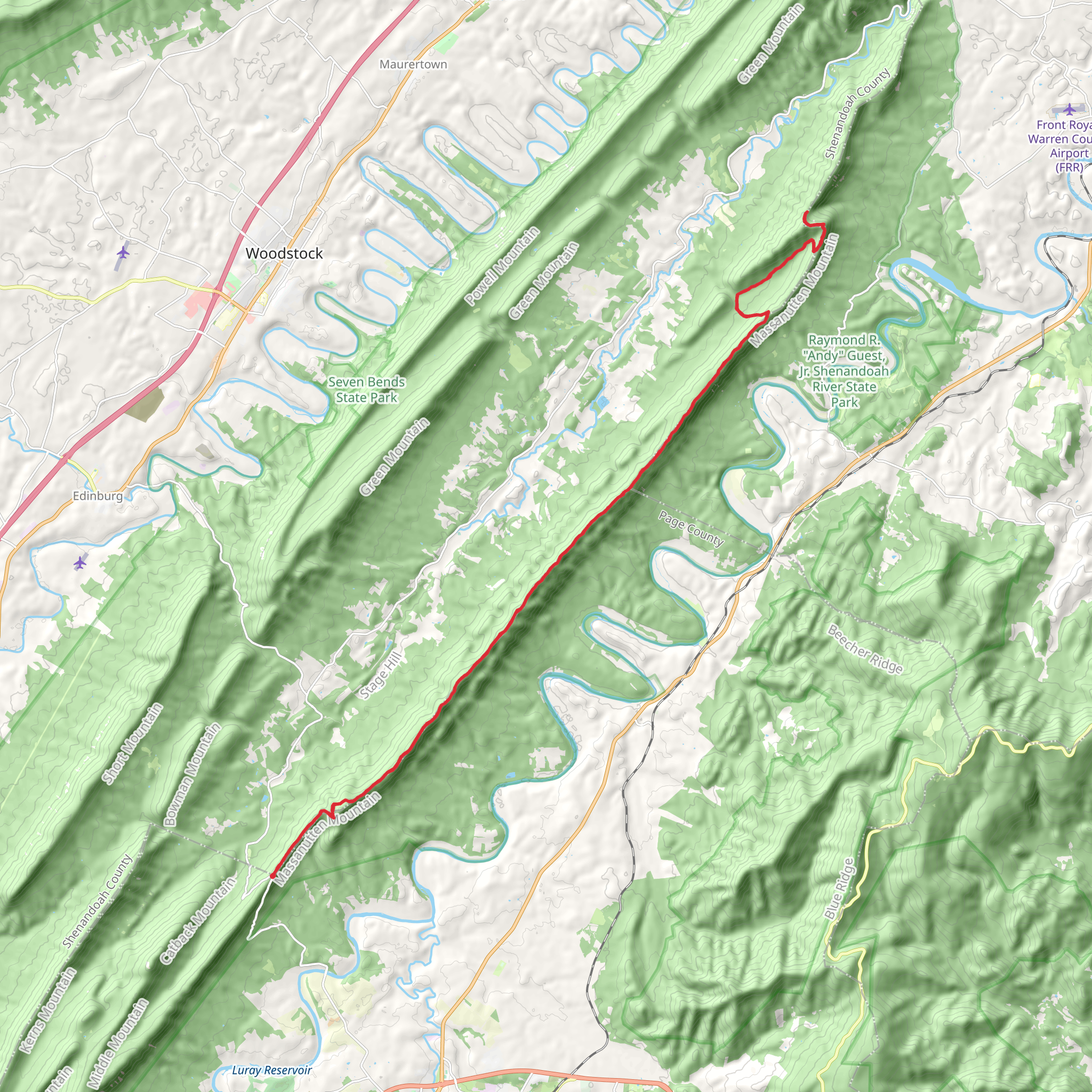 Little Crease Mountain via Massanutten Mtn Trail mobile static map