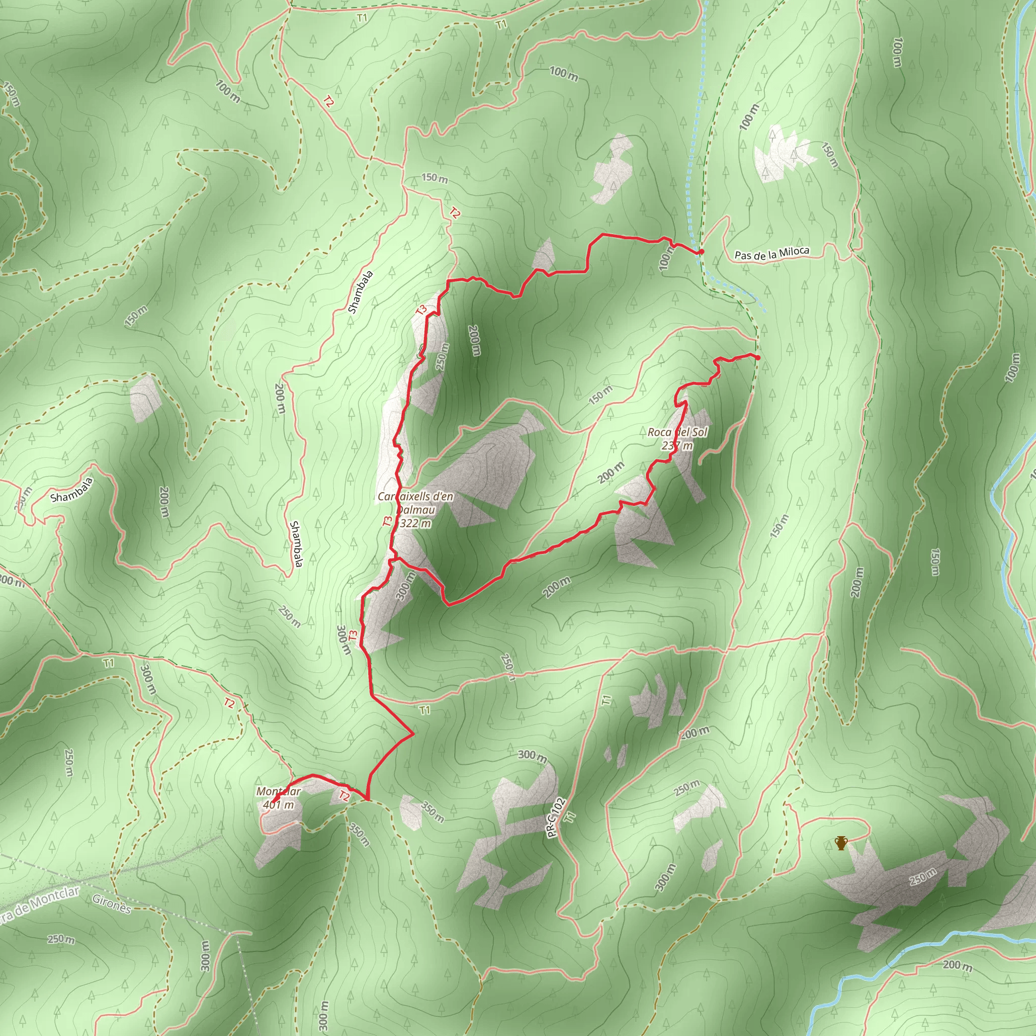 Path of Carcaixells de Dalmau i de la Roca Rodona SL C 32 mobile static map