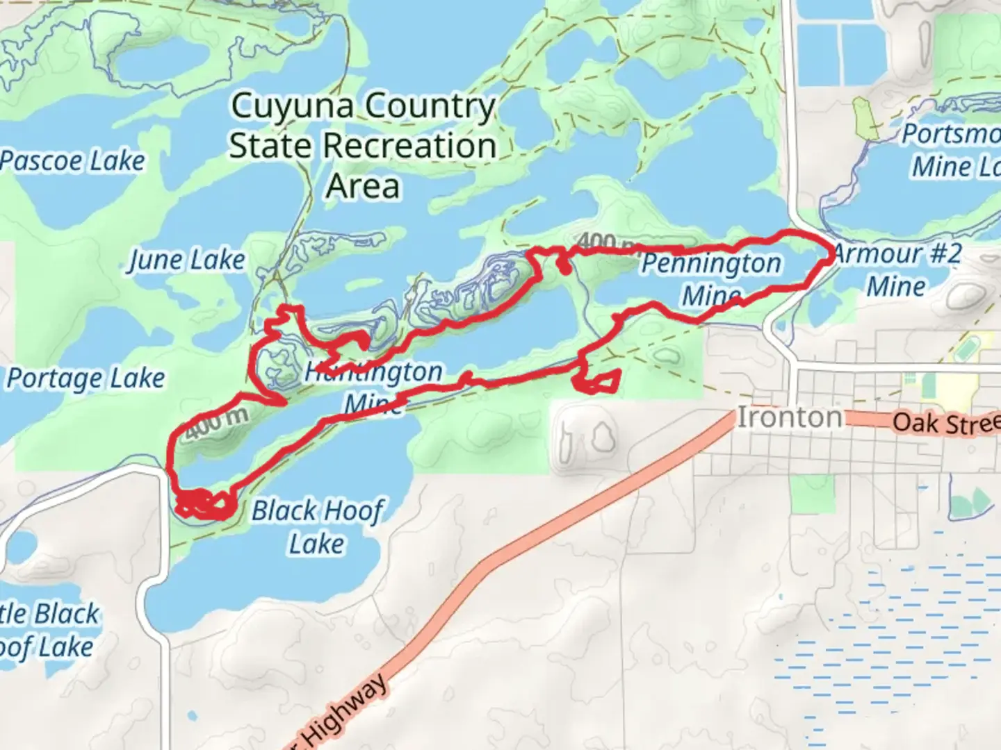 An image depicting the trail Galloping Goose and Cuyuna Lakes State Loop Trail and its surrounding area.