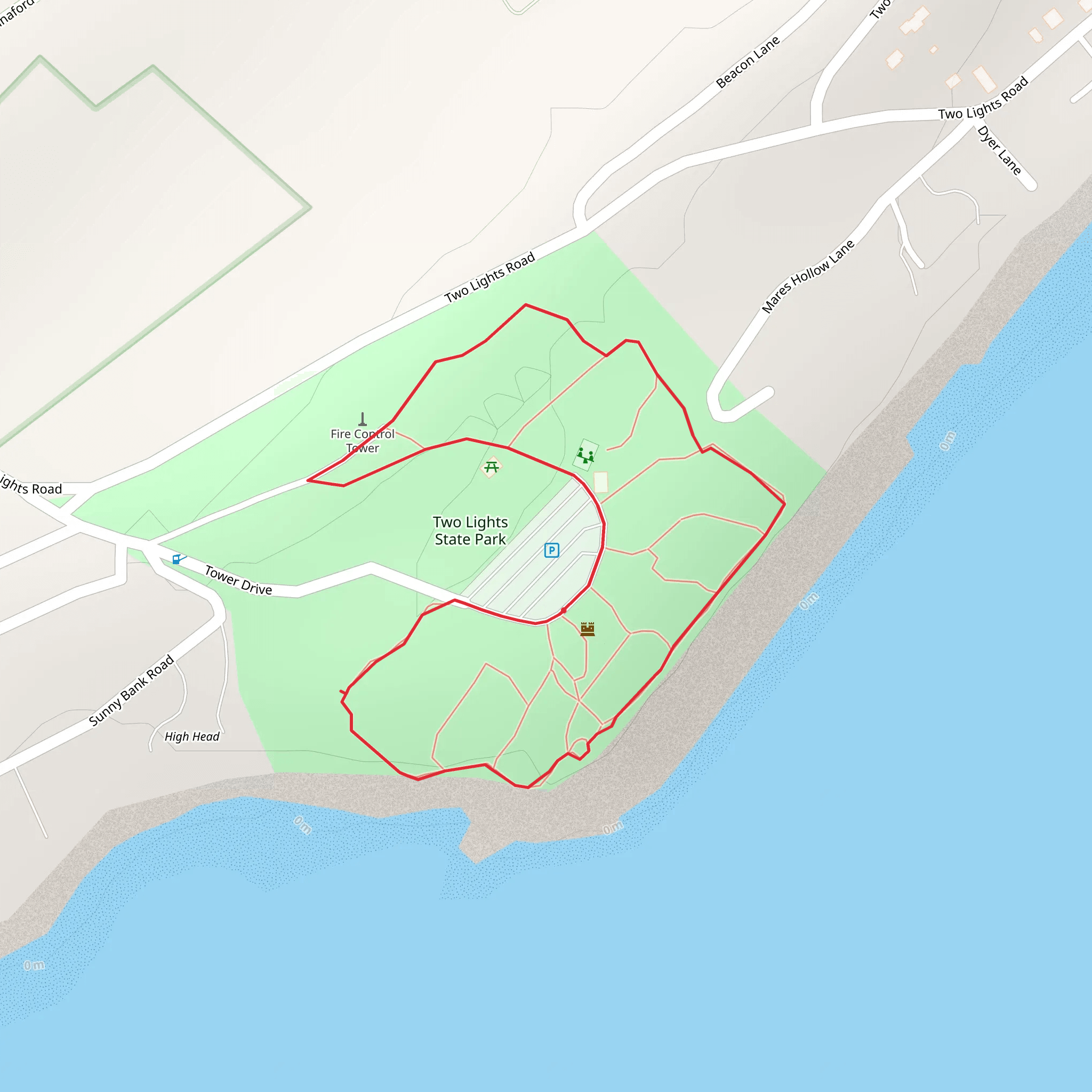 Two Lights State Park Loop mobile static map