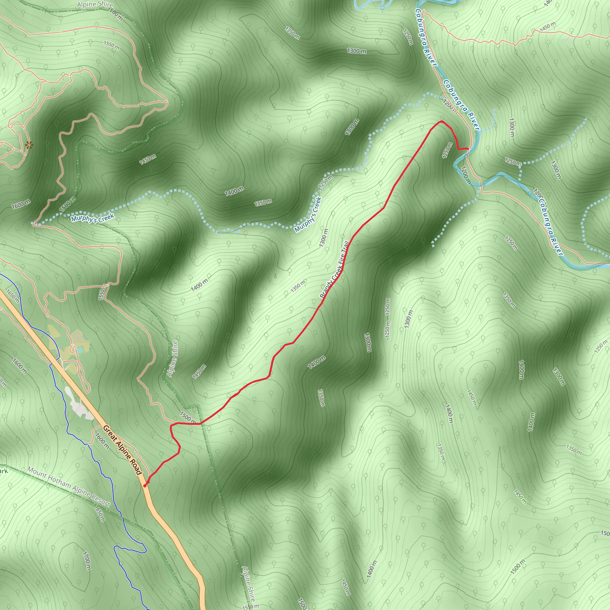 Brandy Creek Mine to Cobungra River Walk mobile static map