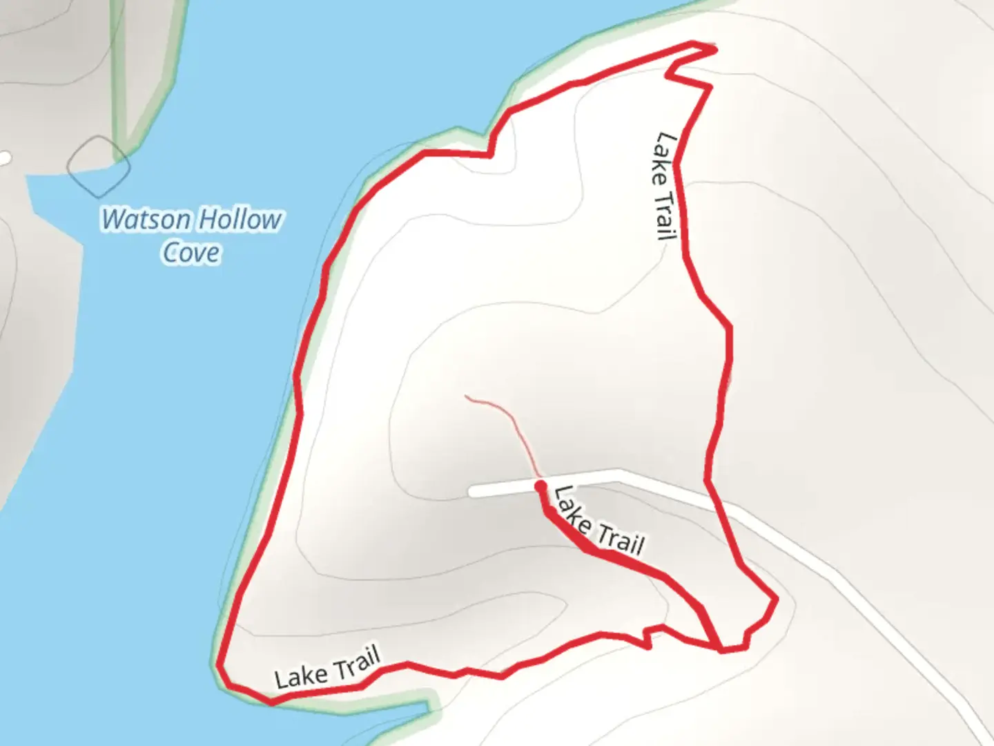 An image depicting the trail Watson Hollow Cove Lake East Side Loop Trail and its surrounding area.