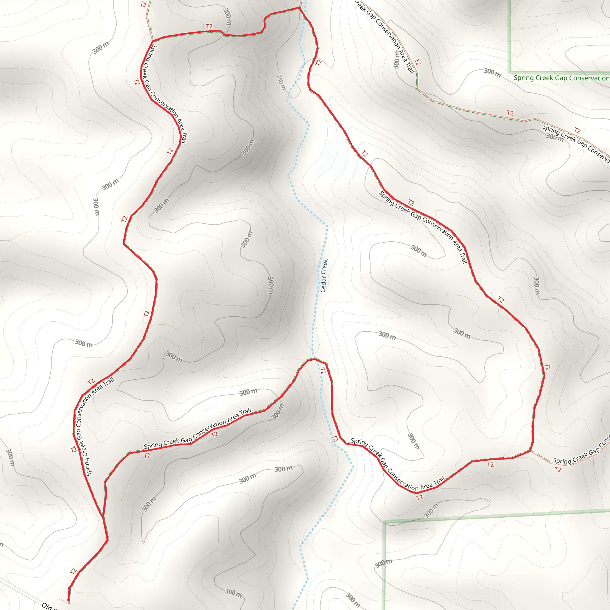 Spring Creek Gap Conservation Area Short Loop Trail mobile static map