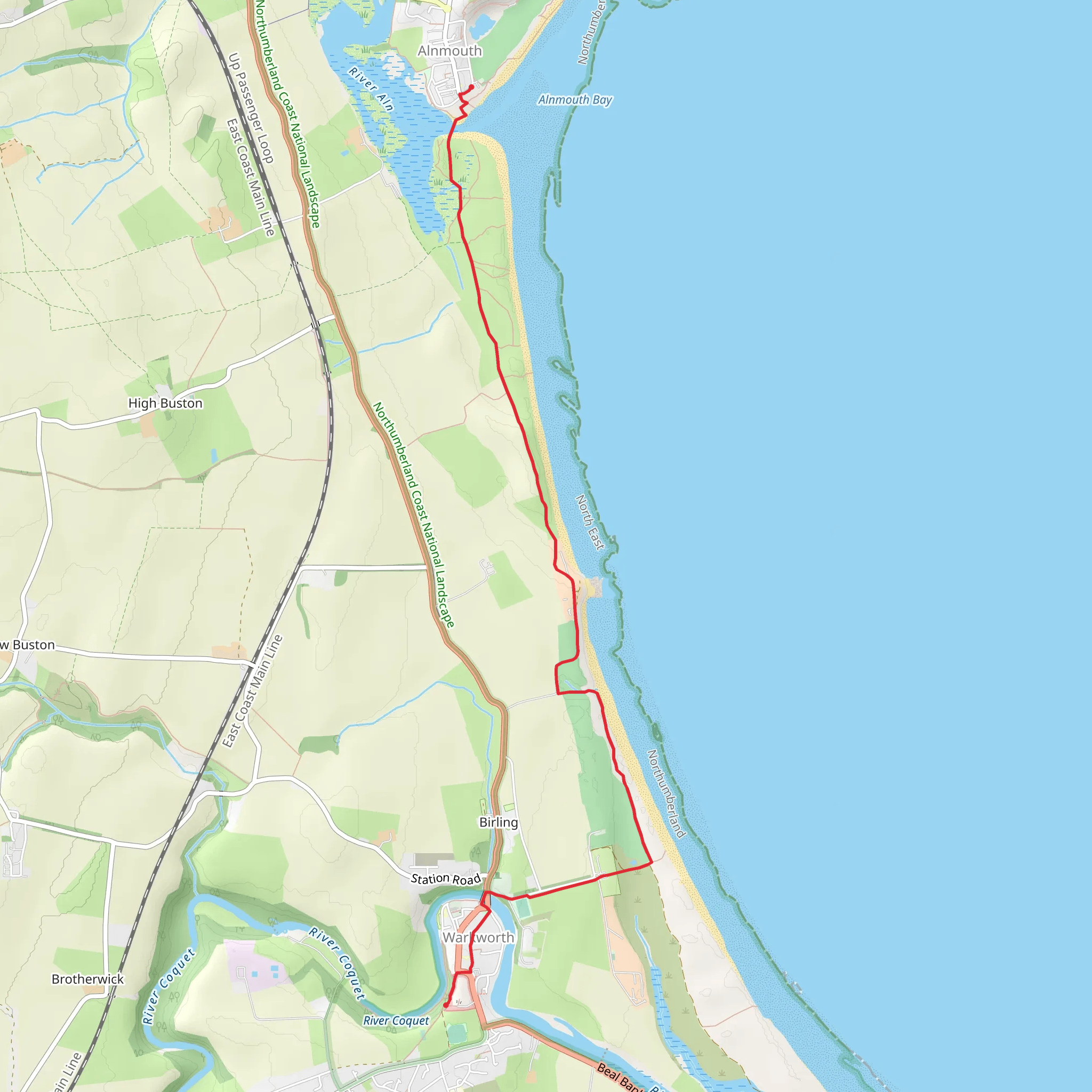Warkworth to Alnmouth mobile static map