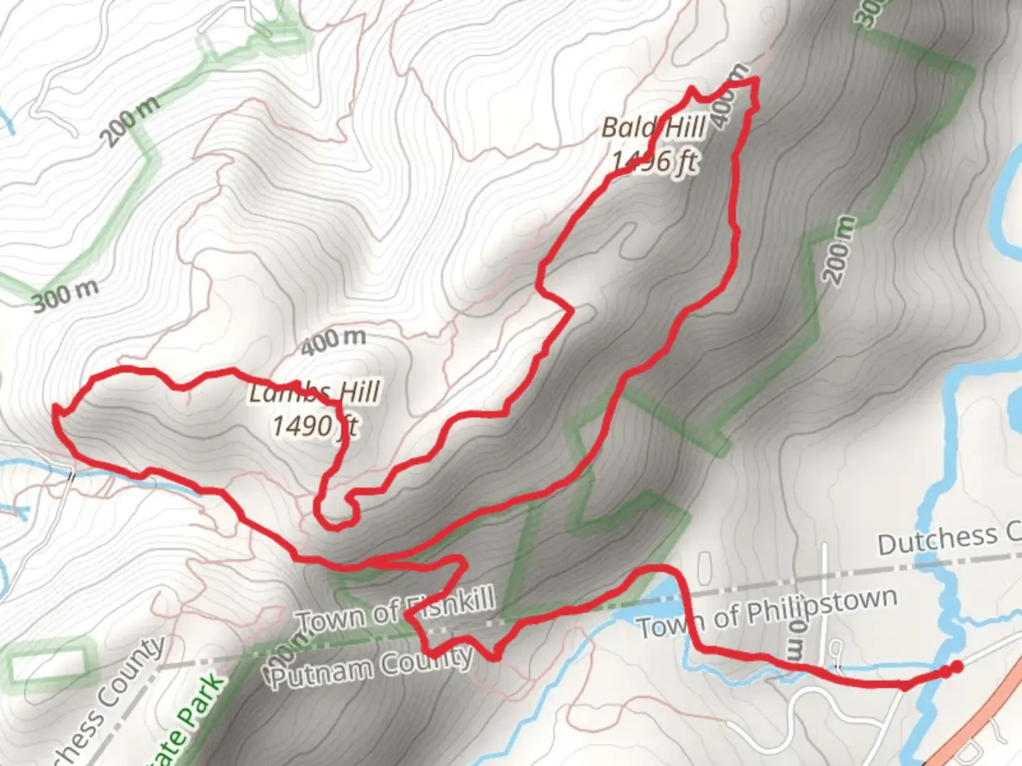 An image depicting the trail Bald Hill and Lambs Hill Loop Trail and its surrounding area.