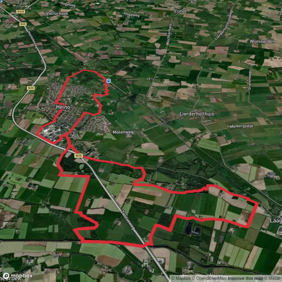 An image depicting the trail De Gunne, De Voorde and Terra nova Loop and its surrounding area.