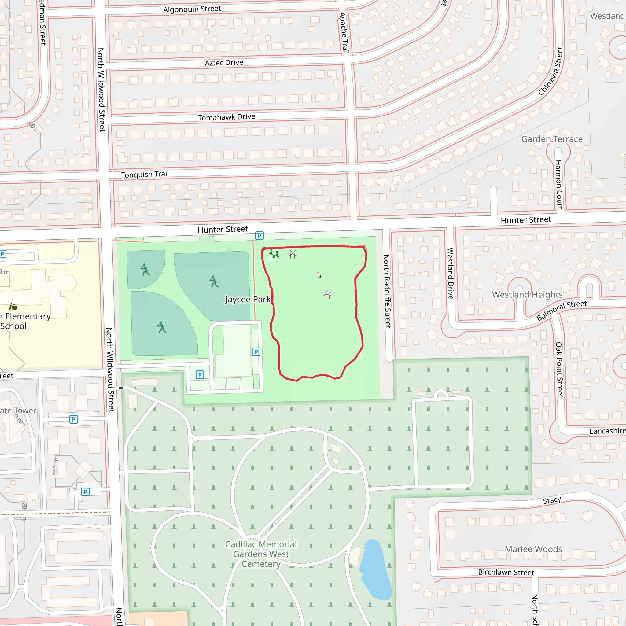 Jaycee Park Loop mobile static map