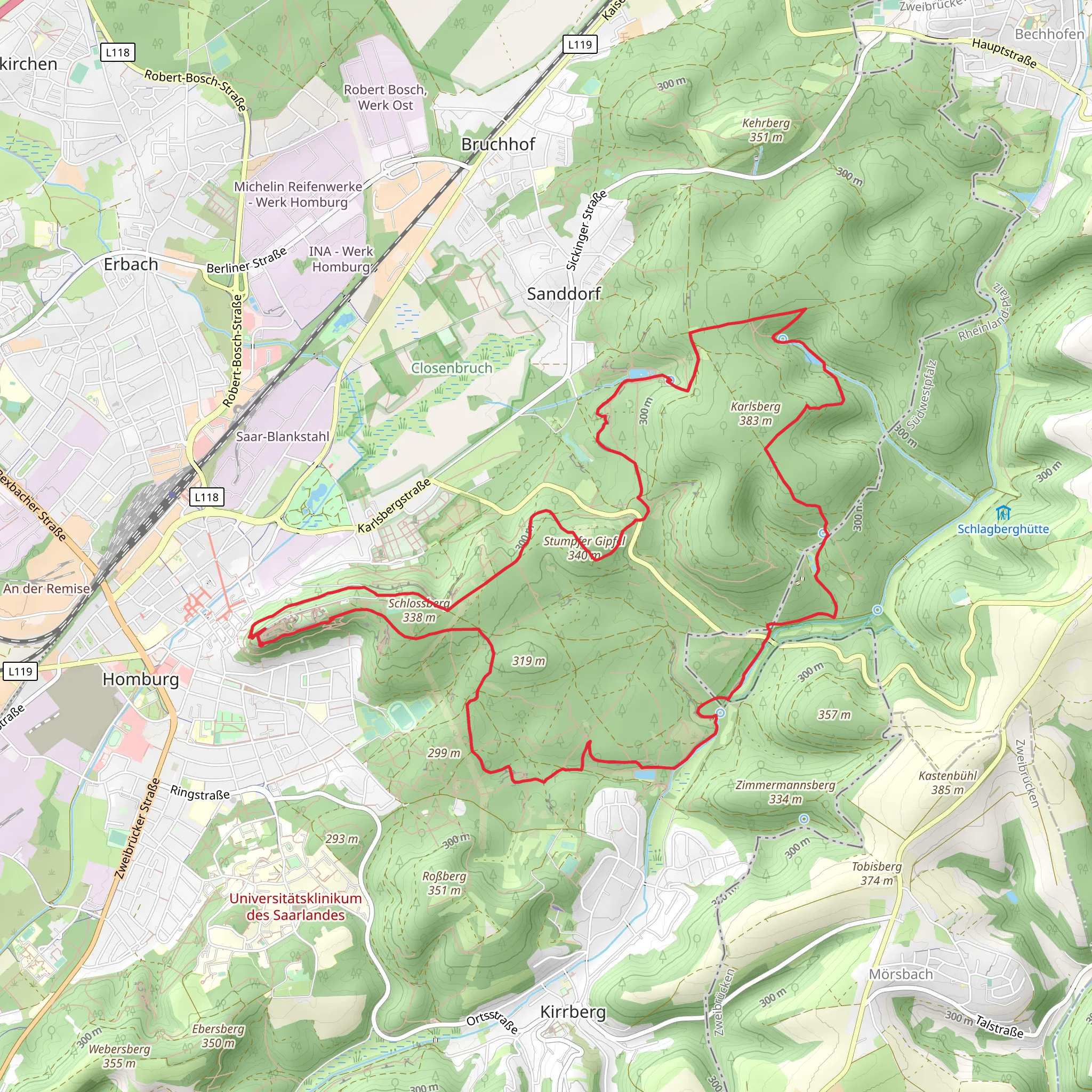 Stumpfer Gipfel and Eiskeller via Roetkaeppchenweg mobile static map