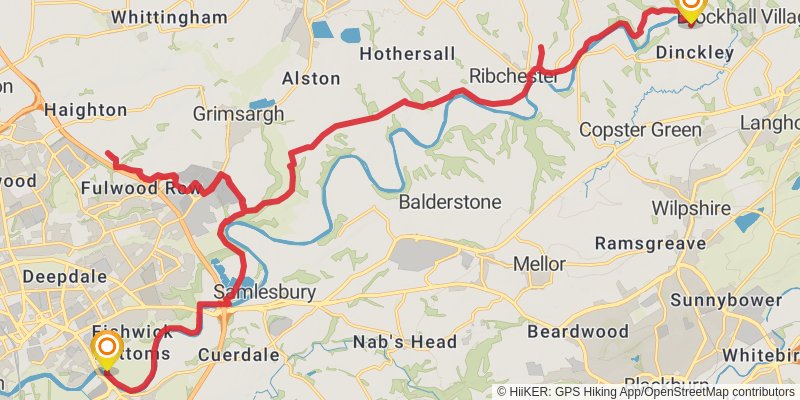 Upholland to Sawley Abbey Walk stage 4 Map