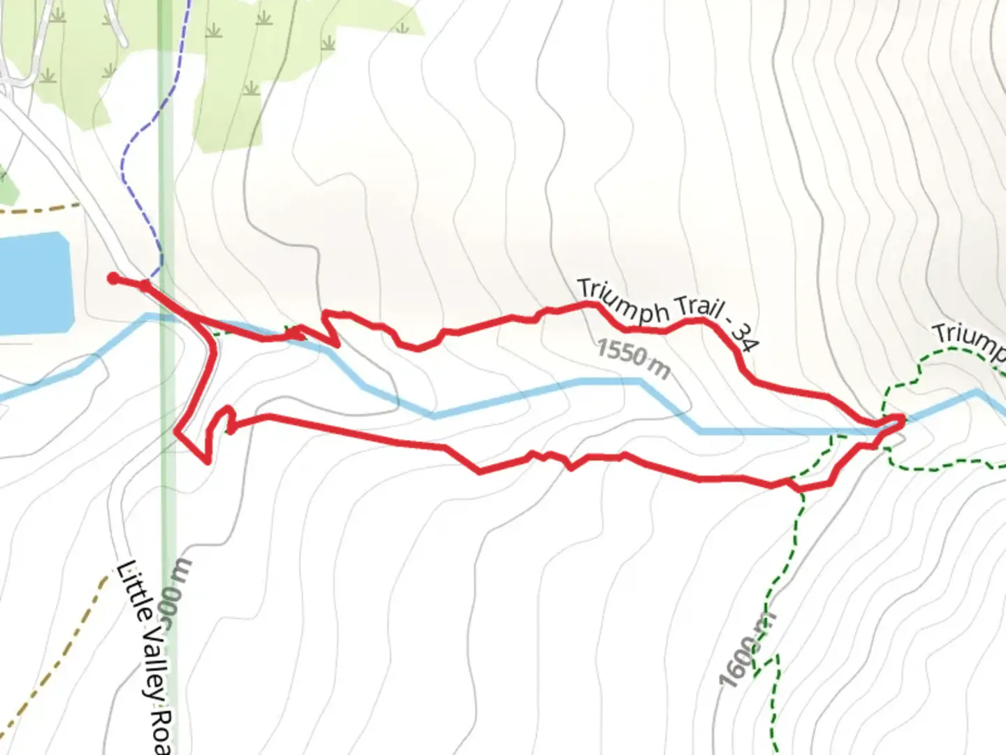 An image depicting the trail Triumph Trail and Davis Creek Trail and its surrounding area.