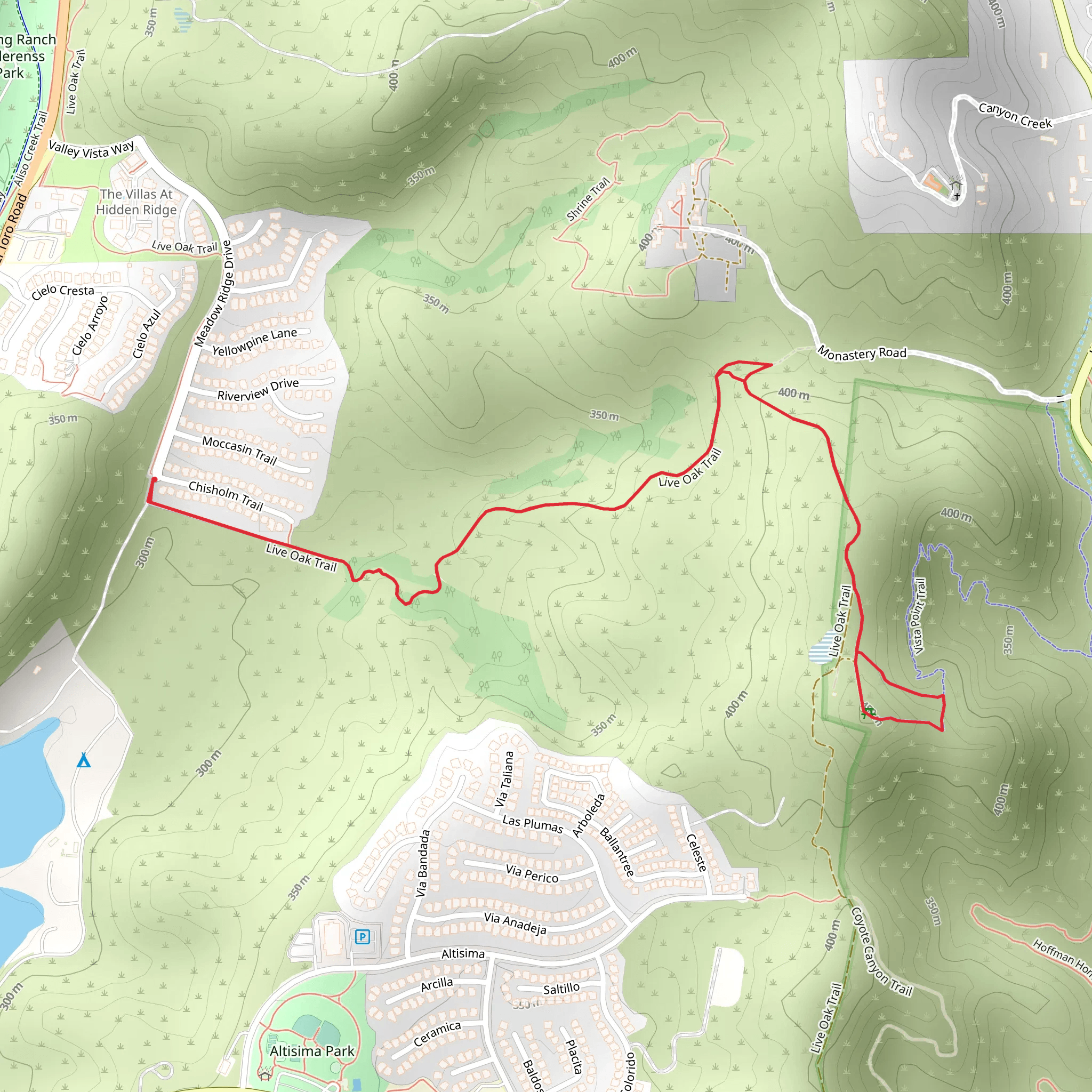 Live Oak Trail mobile static map