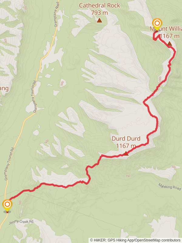 Major Mitchell Plateau Trail mobile static map