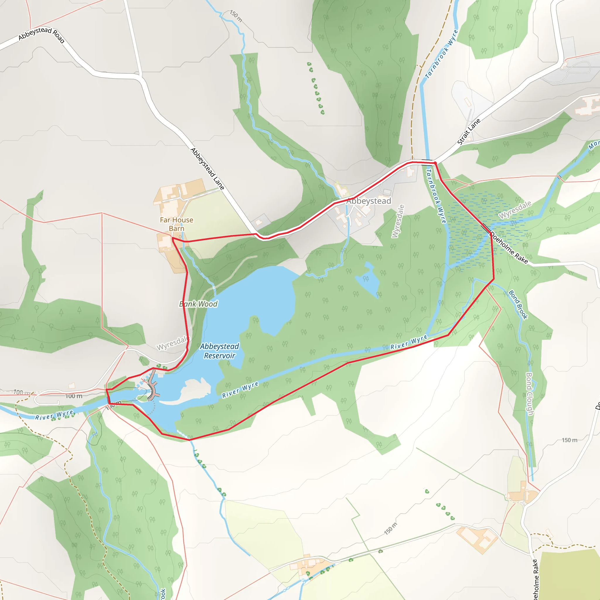 Abbeystead Reservoir from Stoops Bridge mobile static map