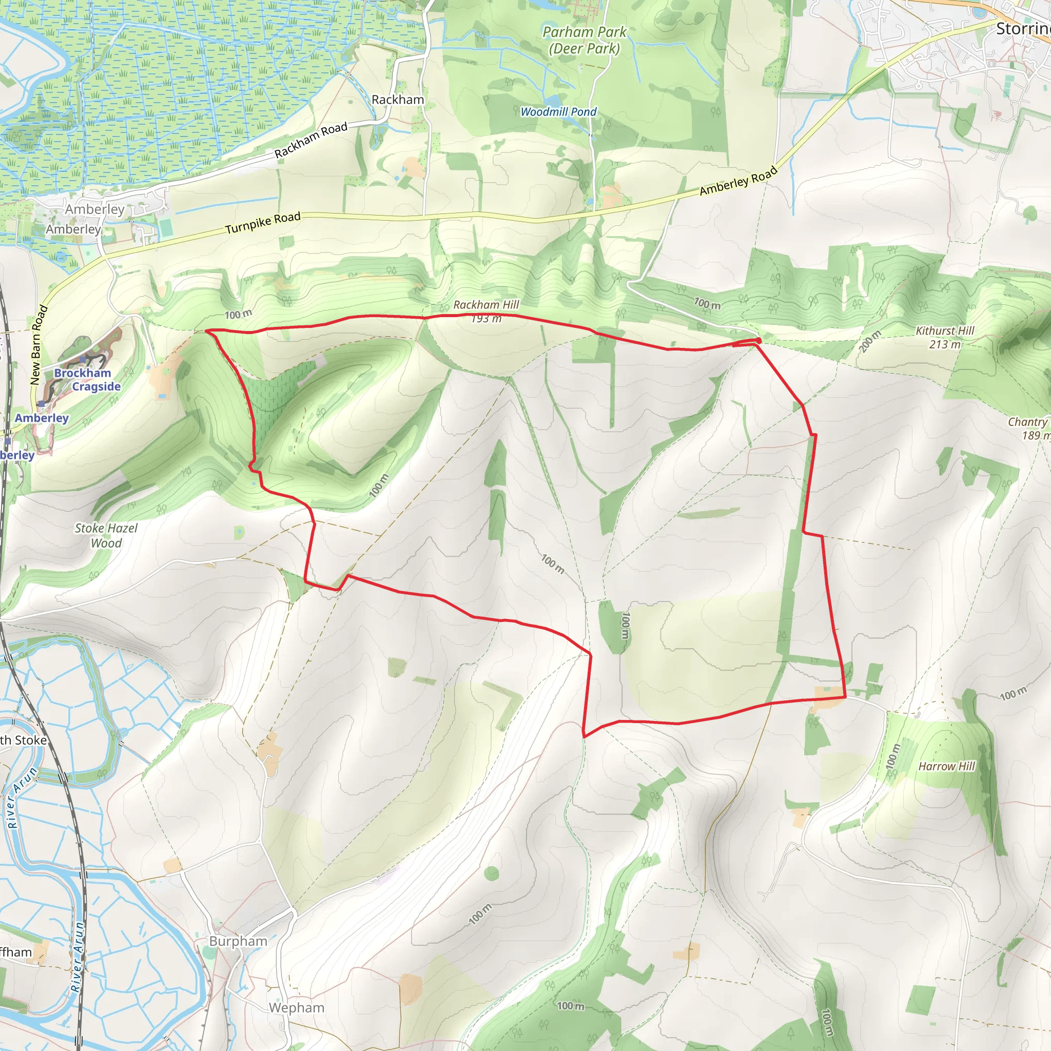 Rackham Hill Loop and Wepham Down Loop mobile static map