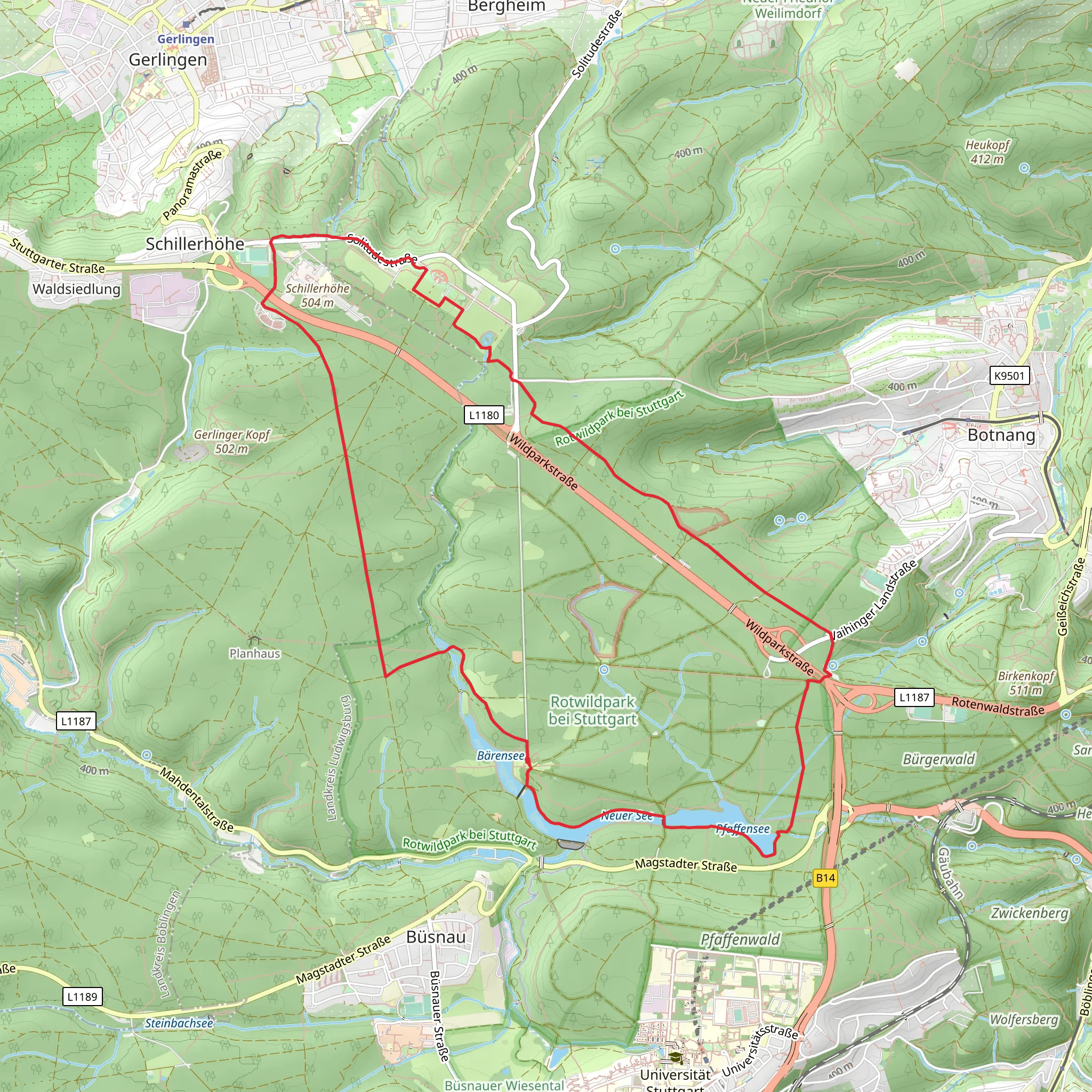 Saufangweg, Jägerweg and Hauptweg Loop mobile static map