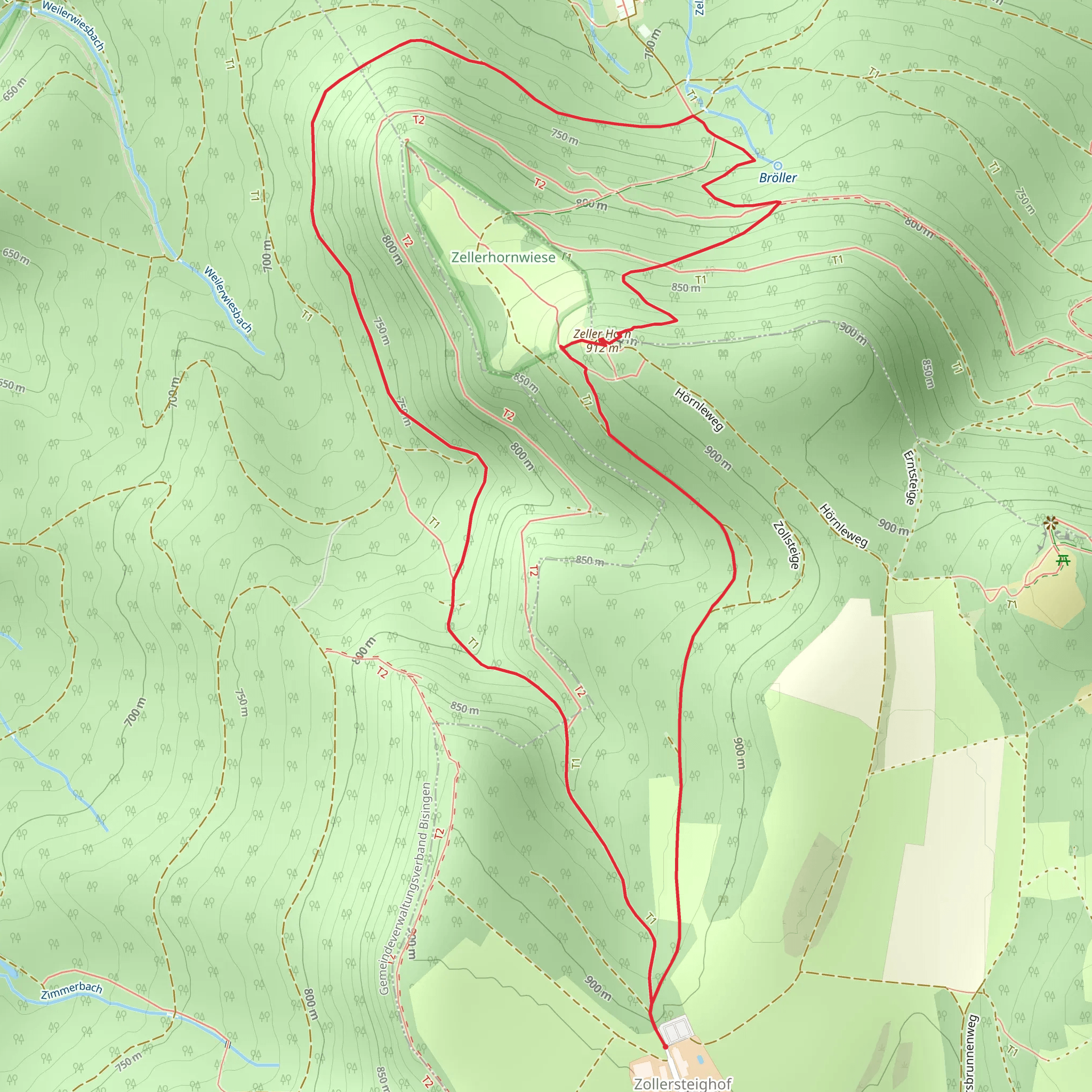 Zeller Horn Loop via Traufgang Zollernburg Panorama mobile static map