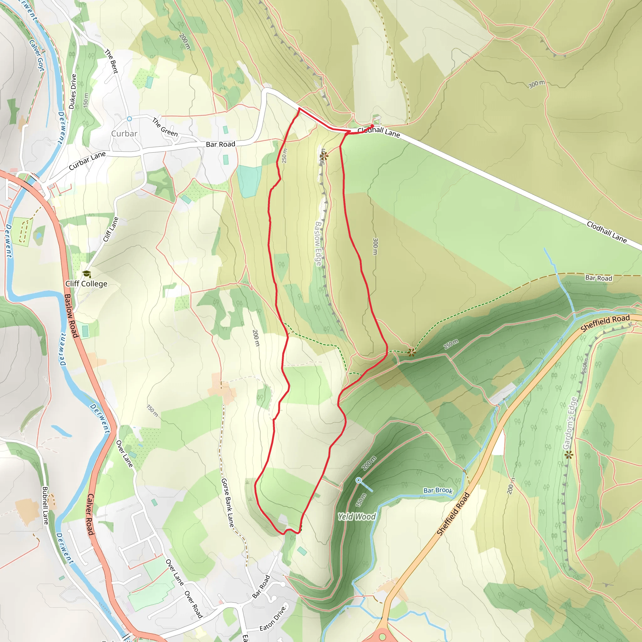 Baslow Edge and Wellington's Monument mobile static map