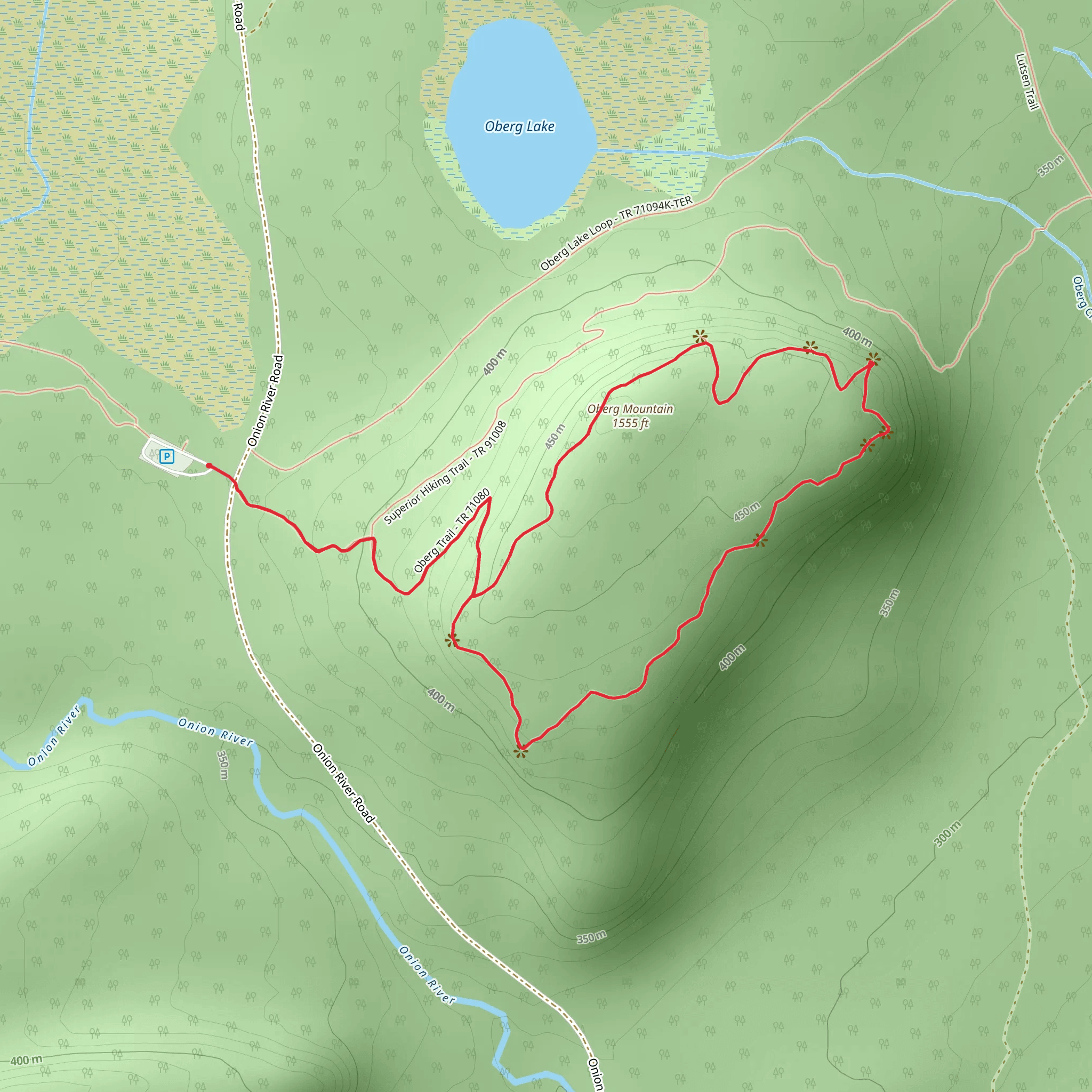 Oberg Mountain Loop Trail mobile static map