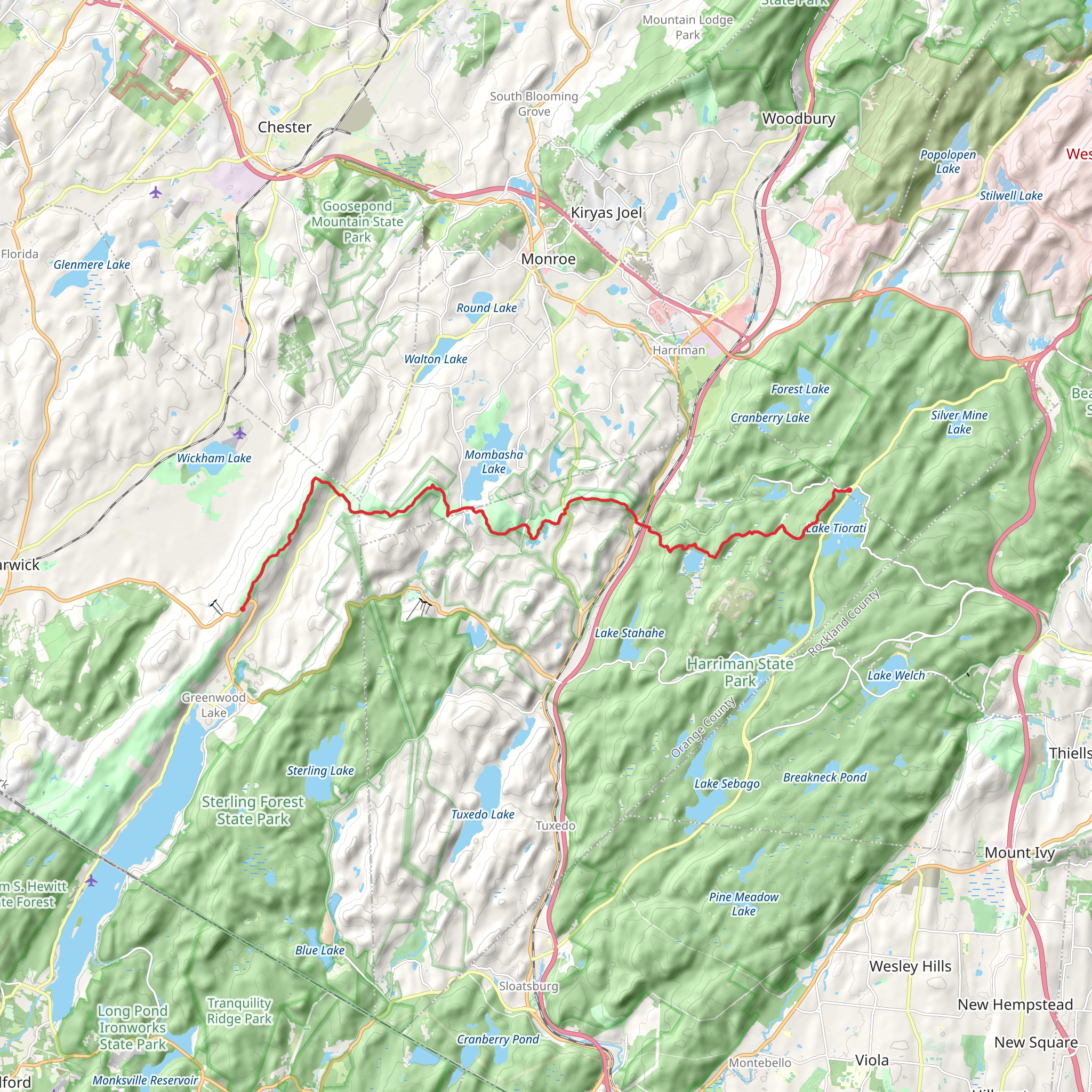 Buchanan Mountain, Island Pond Mountain and Lake Tiorati via Appalachian Trail mobile static map