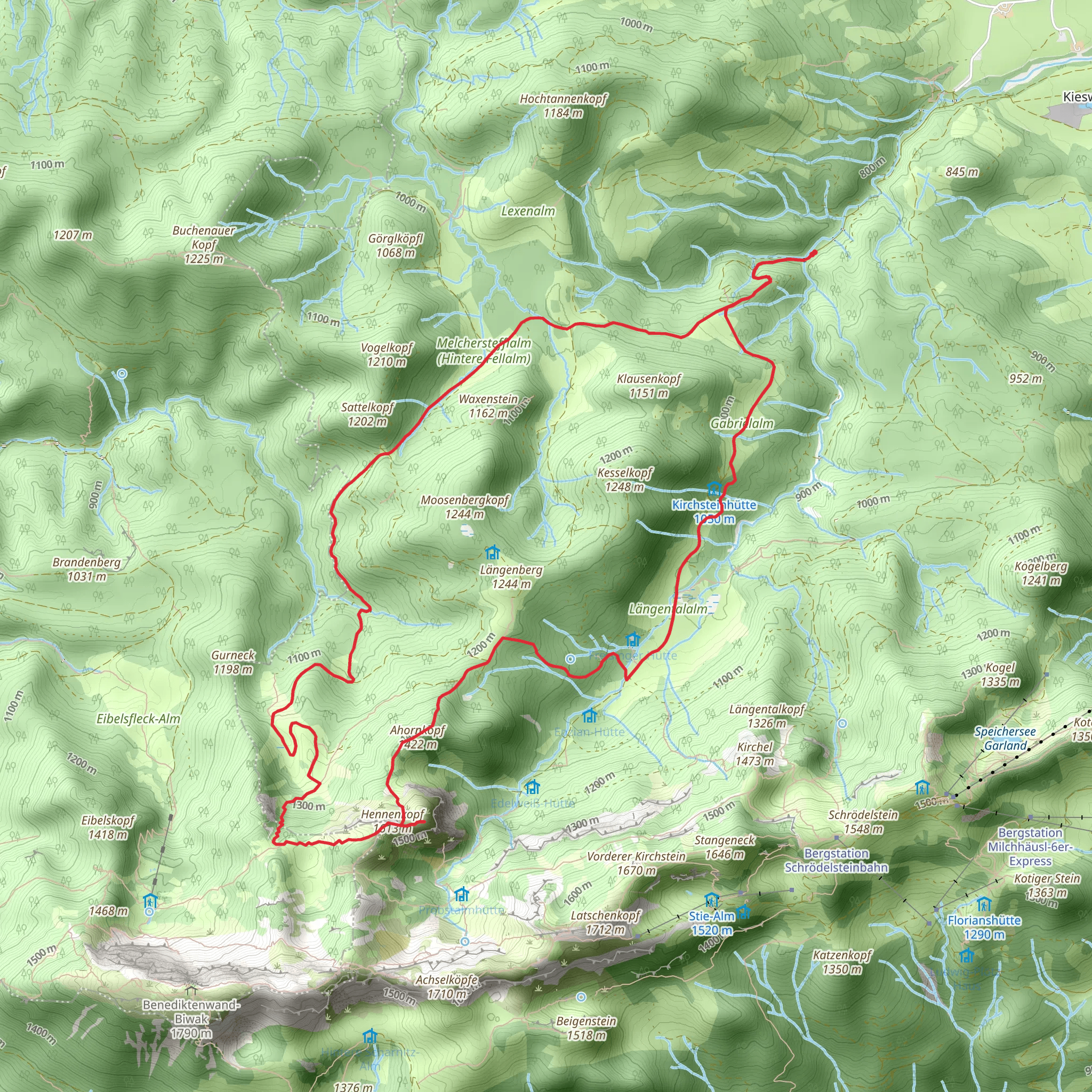 Tiefentalalm, Hennenkopf and Probstenwand and Kirchsteinhutte Loop mobile static map