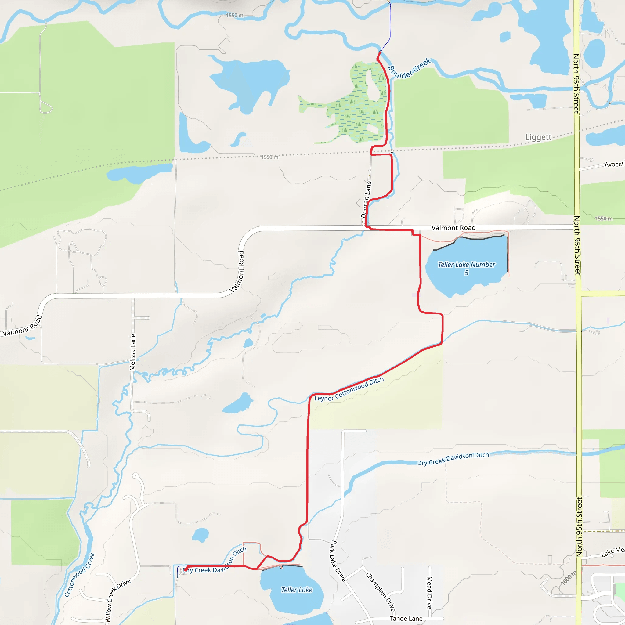 East Boulder - Teller Farm and White Rocks Trail mobile static map