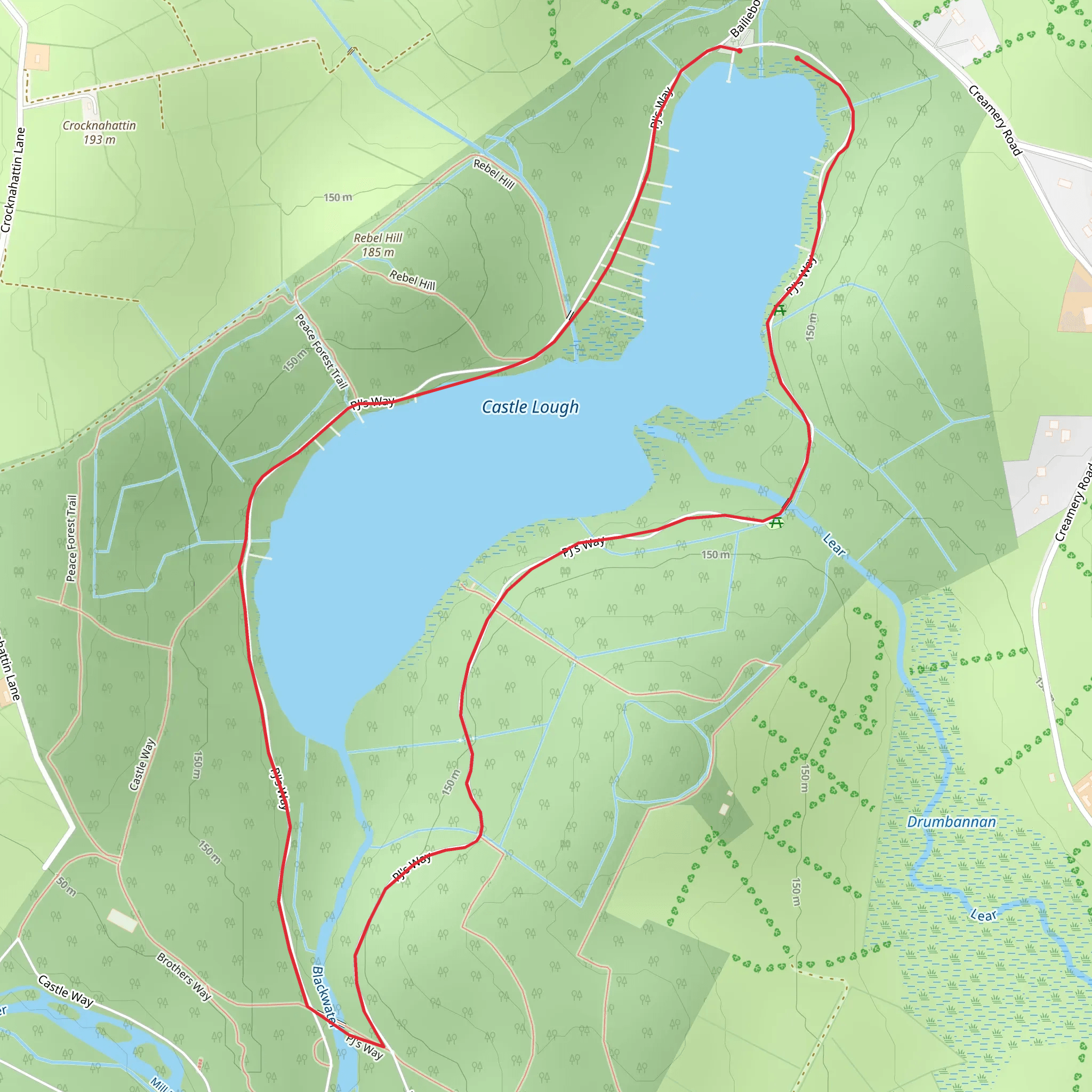 Bailieborough Castle Lake Loop - PJ's Way mobile static map