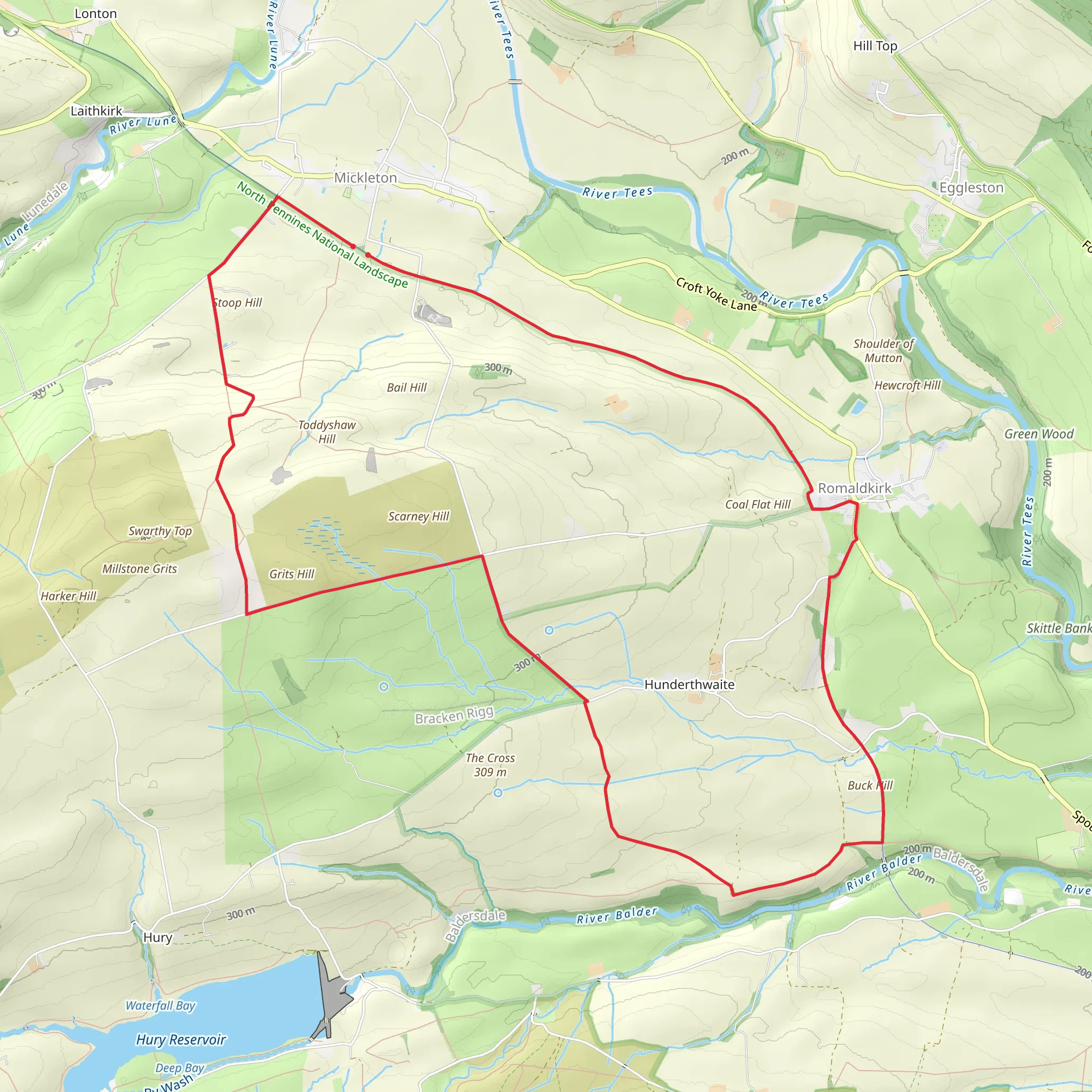 Romaldkirk Moor from Mickleton mobile static map