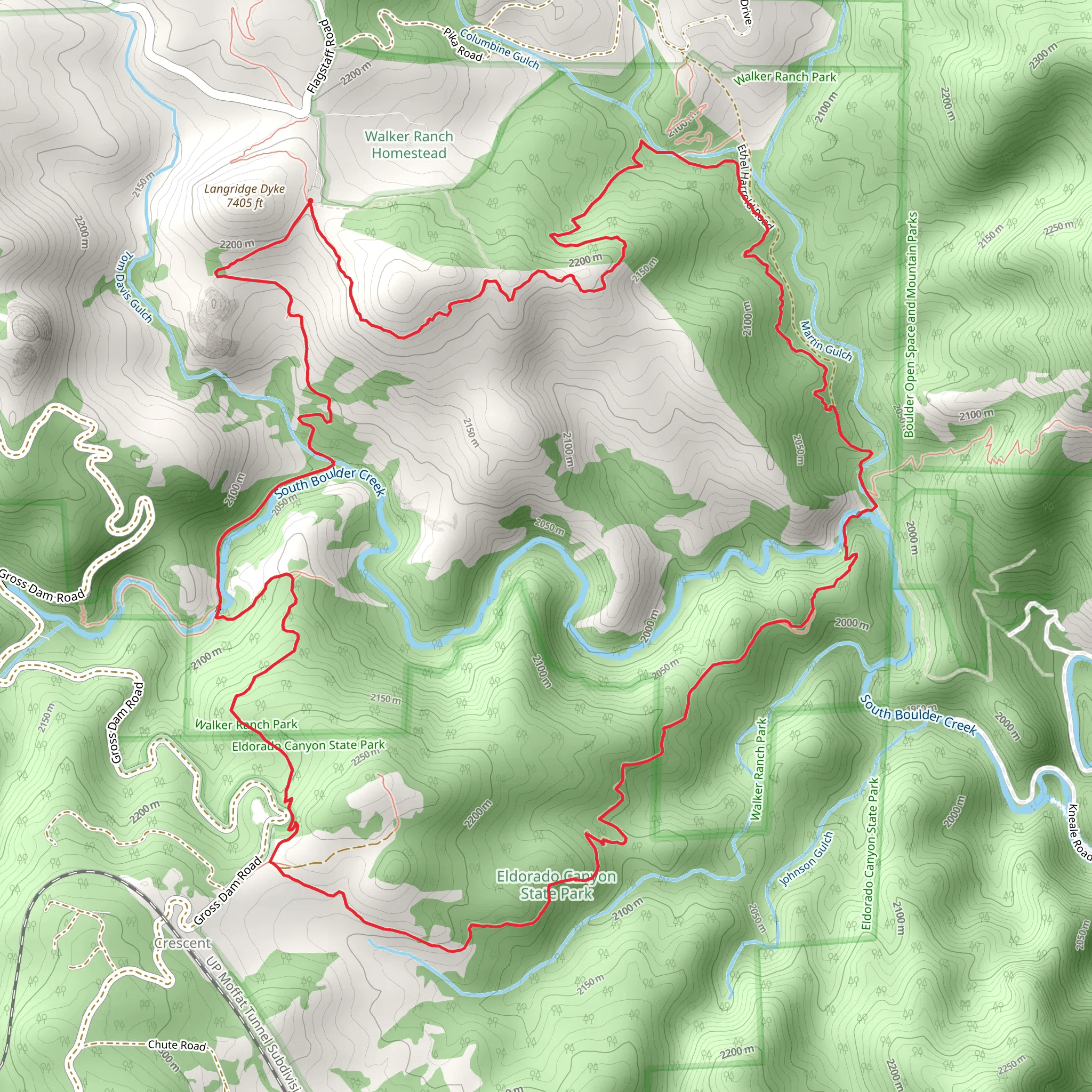 Walker Ranch Loop - Eldorado Canyon State Park mobile static map