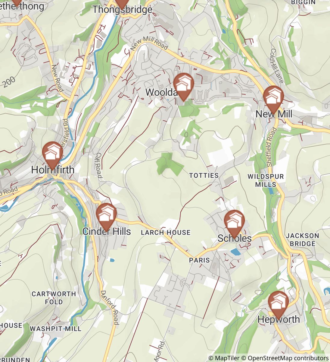 Holmfirth Wooldale Hole Bottom Jackson Bridge and New Gate Eng