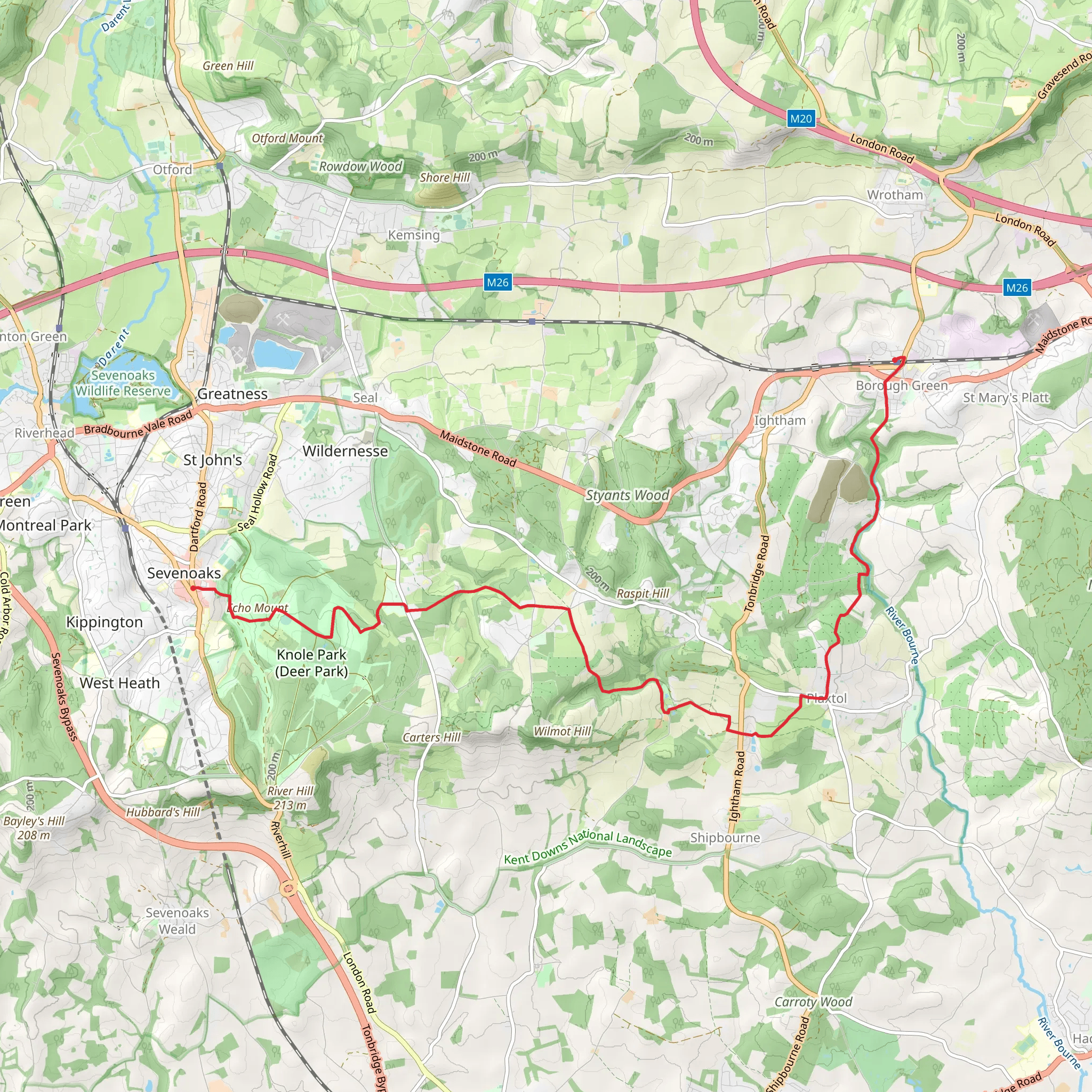 River Bourne, Martin's Wood and Lord's Spring Wood Walk mobile static map