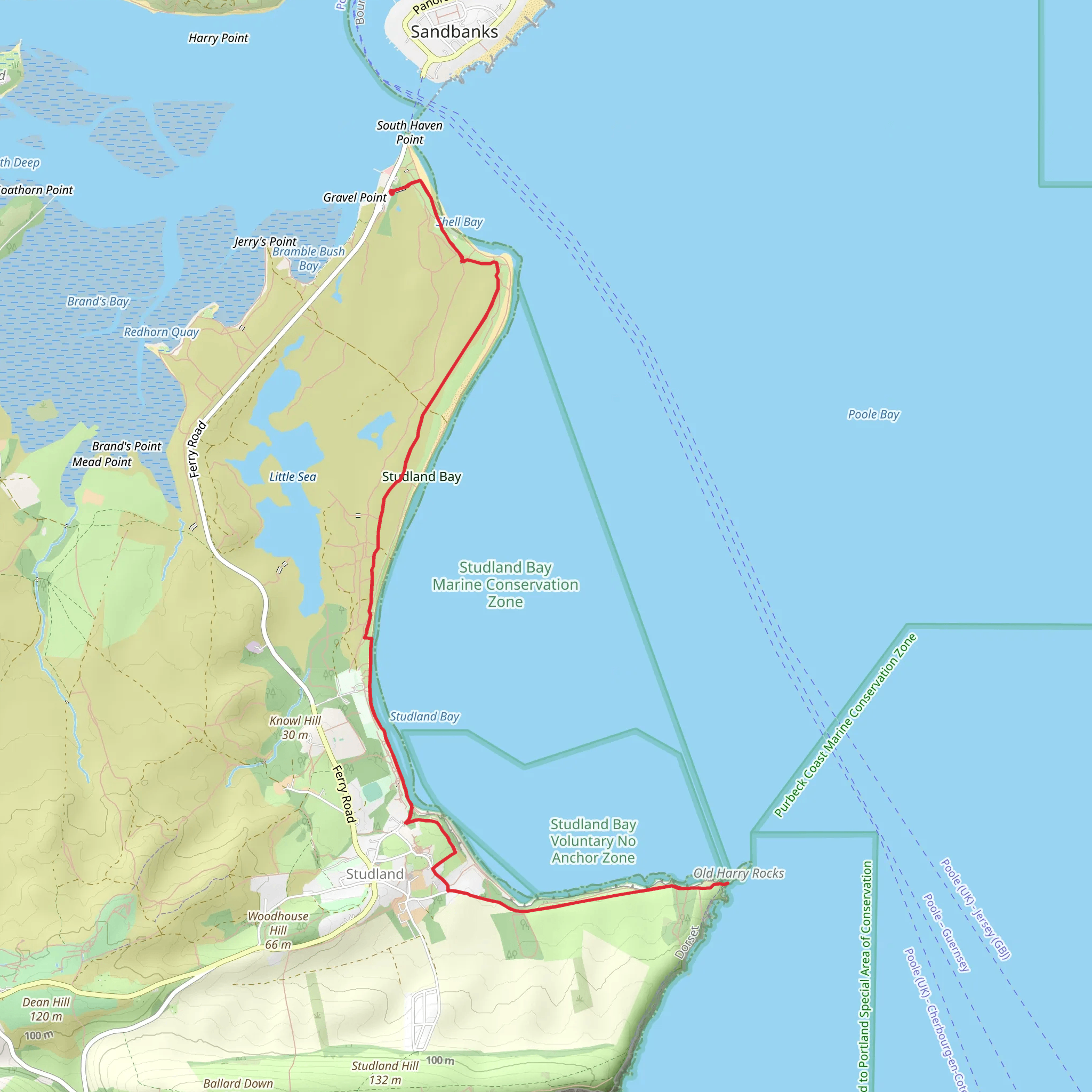 Studland and Old Harry Rocks from Sheel Bay mobile static map
