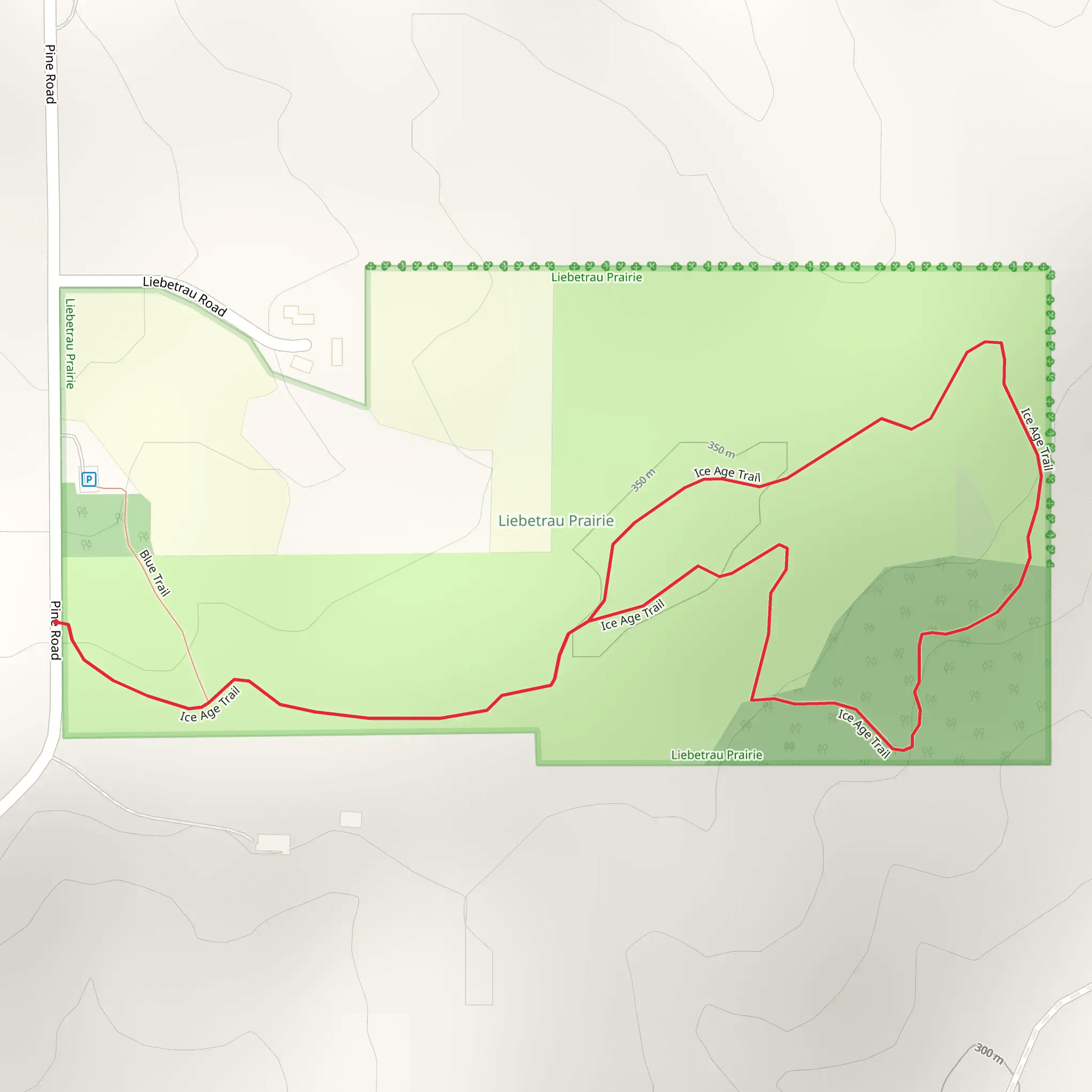 Ice Age Loop Trail - Pine Road mobile static map