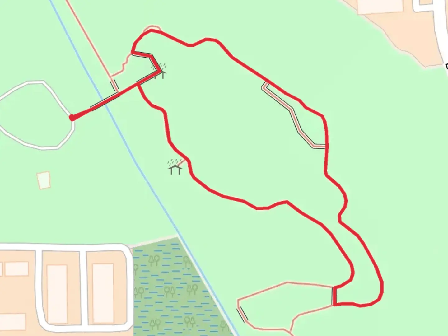 An image depicting the trail Buschman Park Loop and its surrounding area.