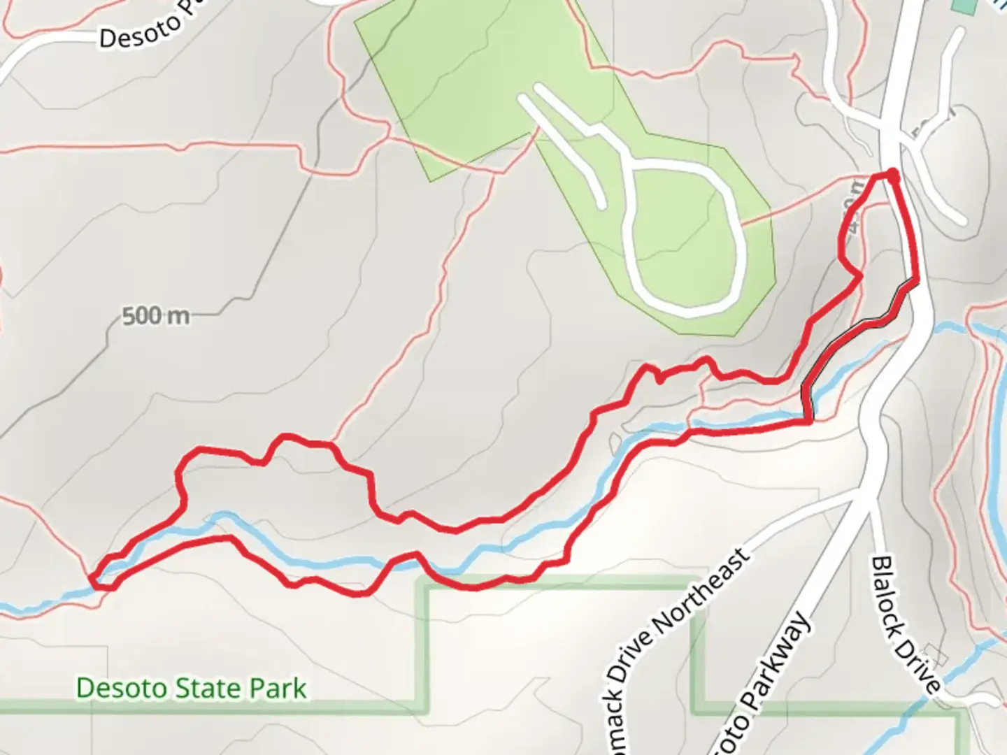 An image depicting the trail Orange and Blue Loop Trail and its surrounding area.