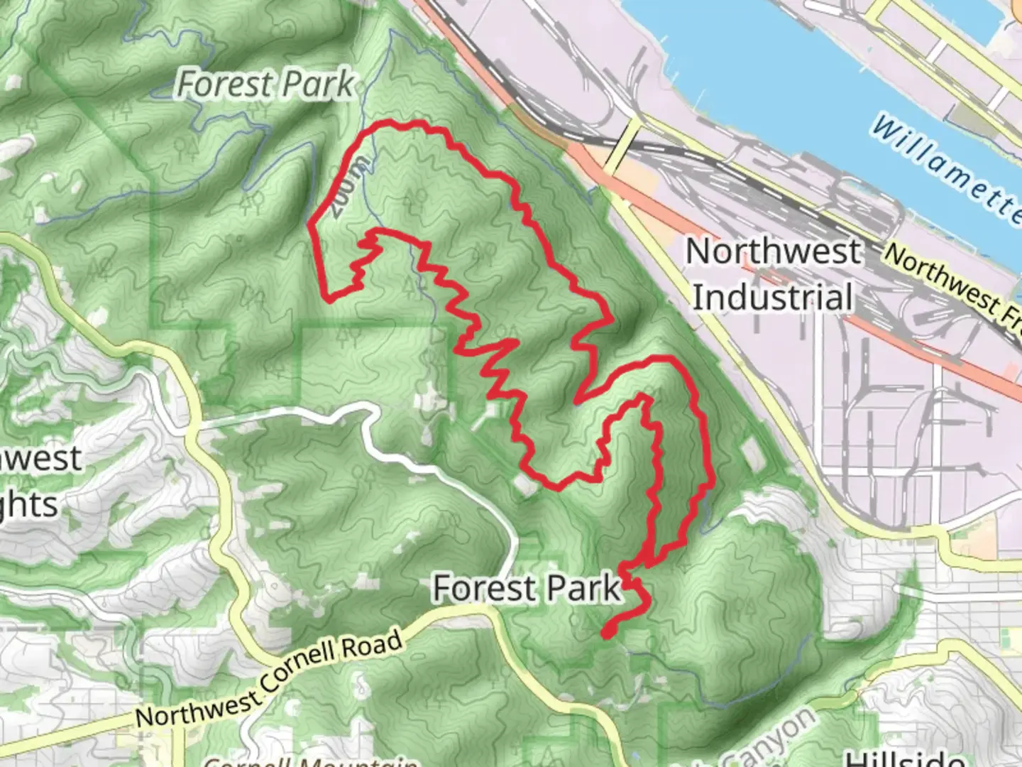 An image depicting the trail Wildwood, Nature and Northwest Leif Erikson Drive Loop and its surrounding area.