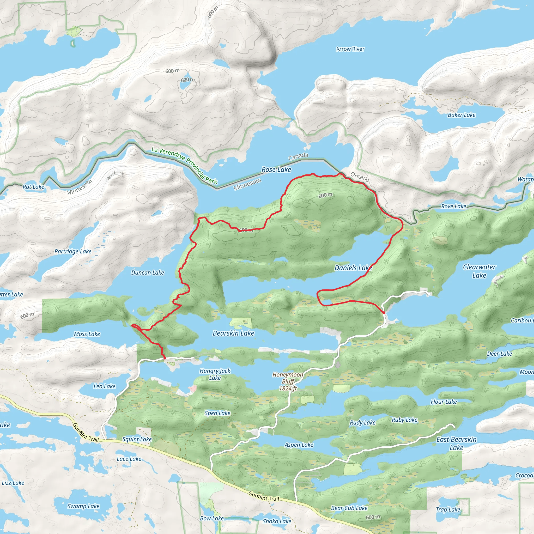 Caribou Rock and Clearwater Daniels Lake Trail mobile static map