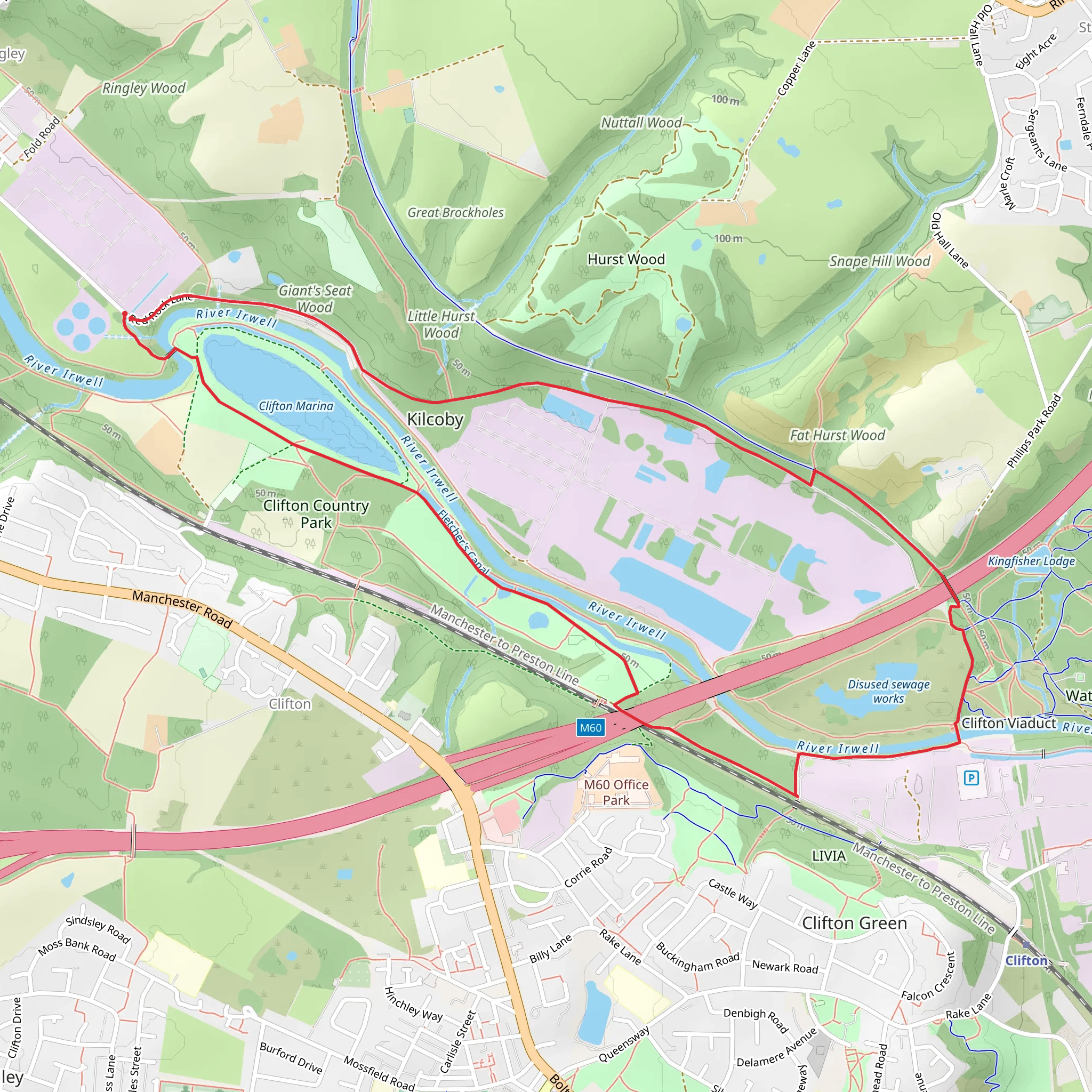 Clifton Country Park Loop mobile static map