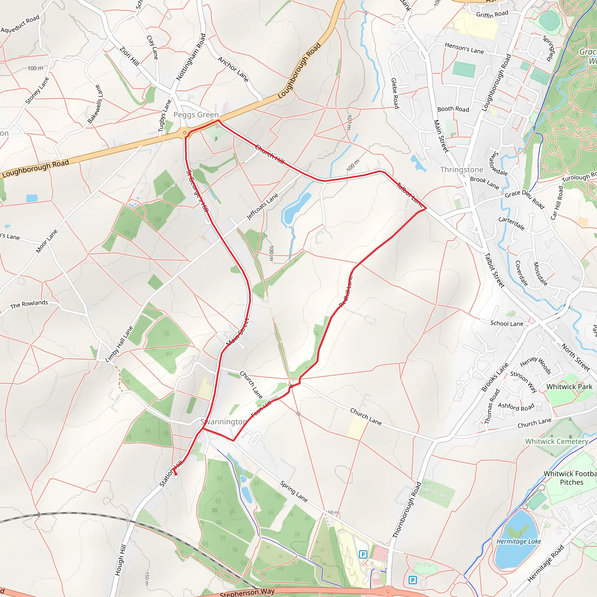 Swannington Common Loop mobile static map