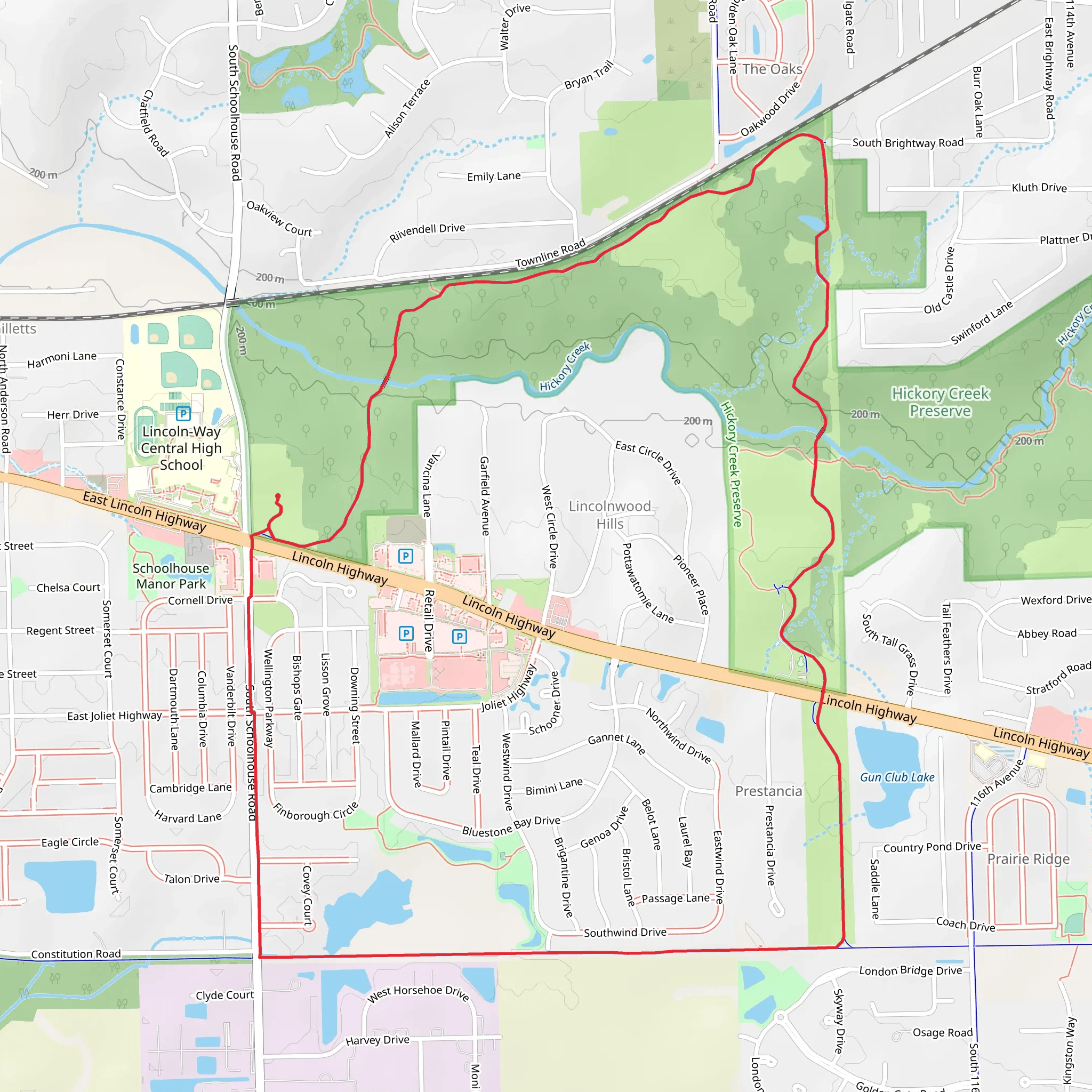 Lincolnwood Hills and Crystal Springs Park LOop mobile static map