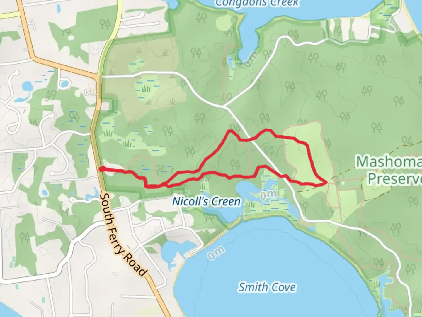 An image depicting the trail Nichols Cemetery Loop and its surrounding area.