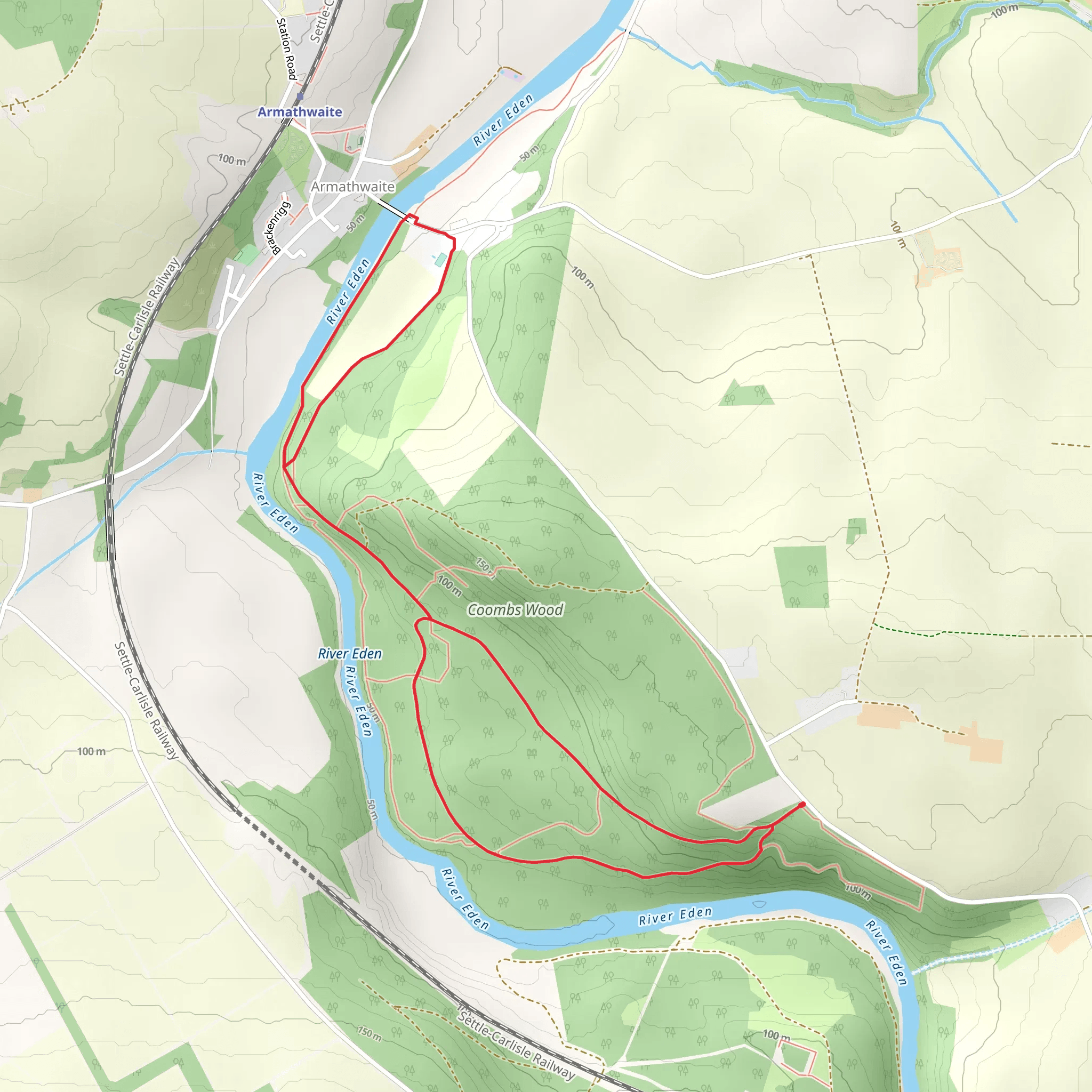 Coombs Wood and River Eden Loop mobile static map