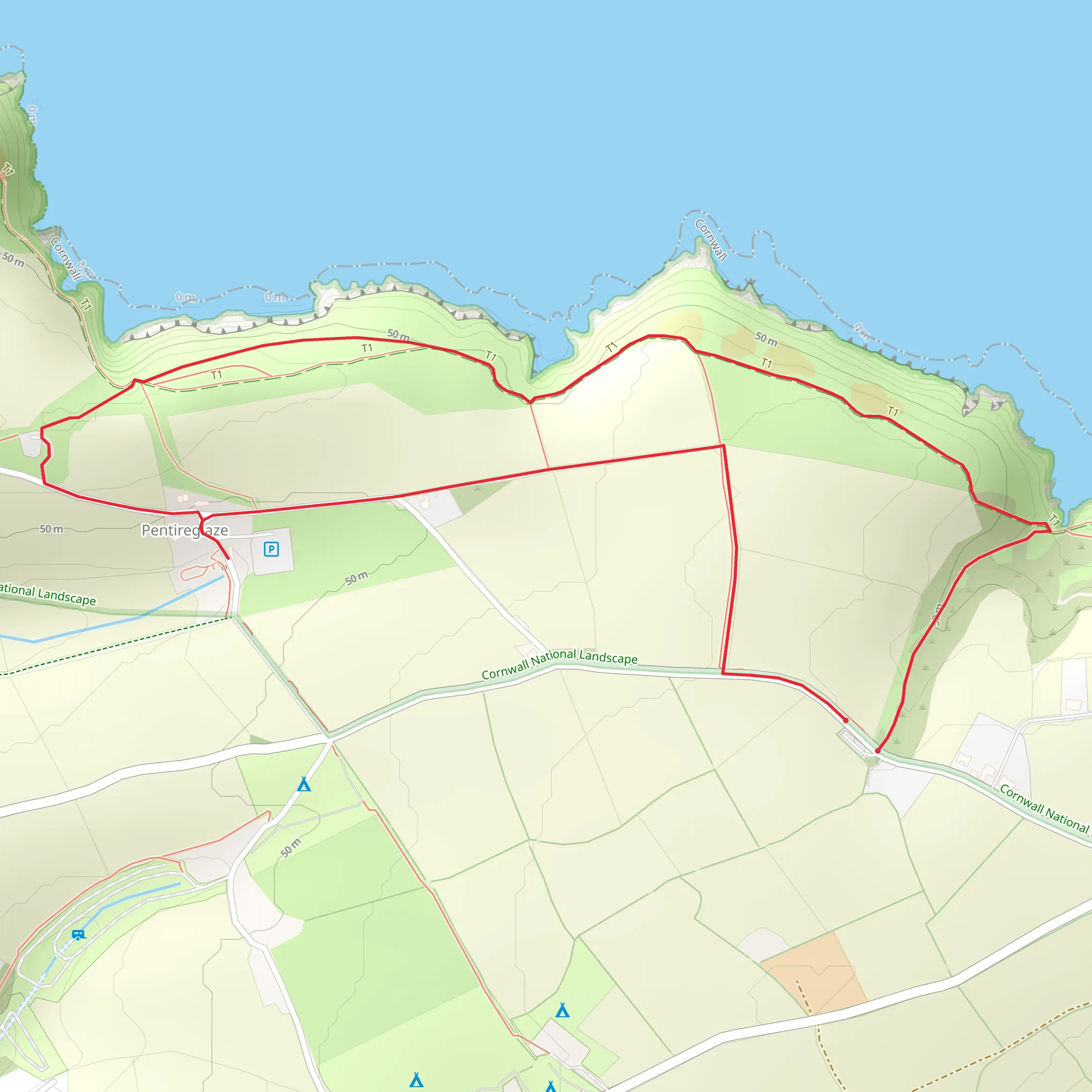 Lundy Bay and Pentire Walk mobile static map