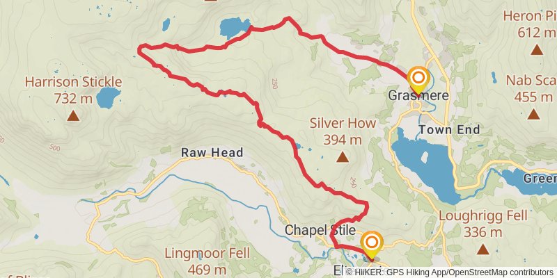 Grasmere Loop Trail stage 2 Map