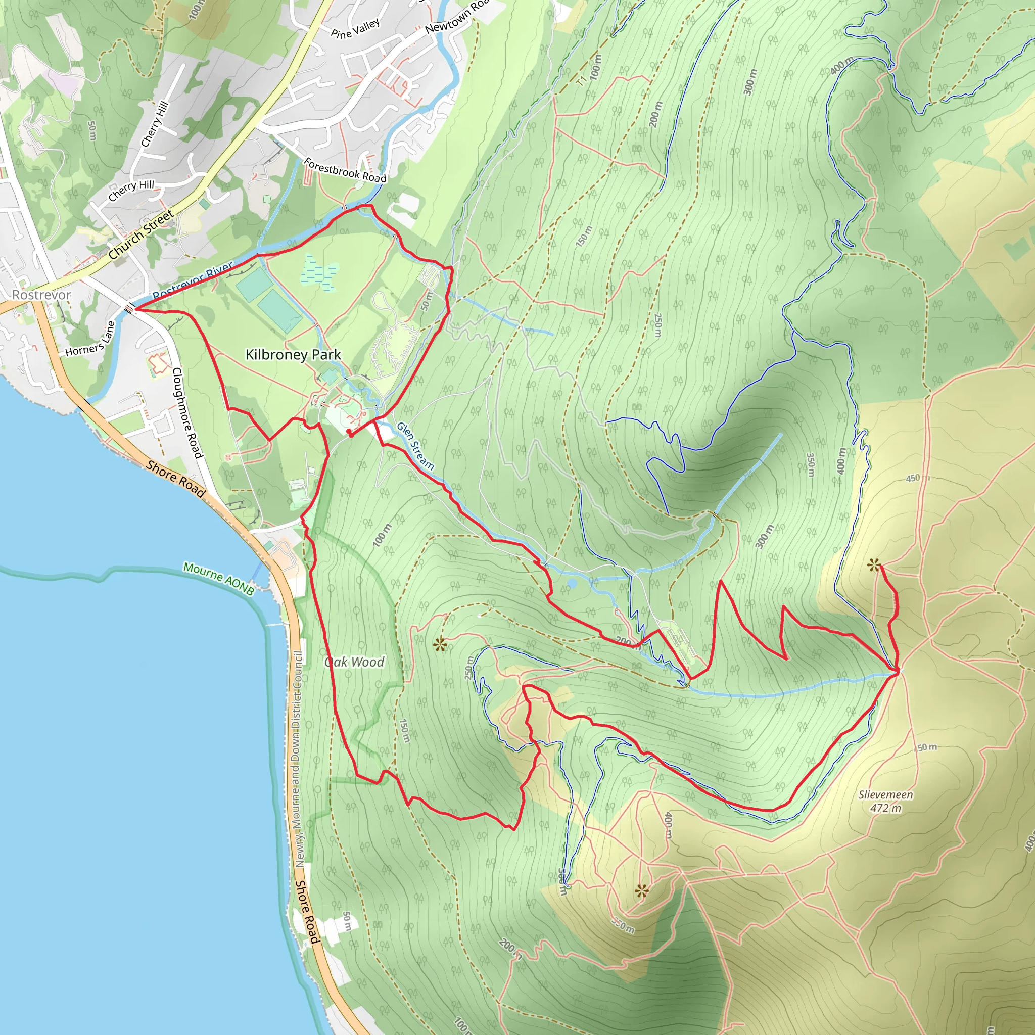 Kilbroney Forest Park Loop mobile static map