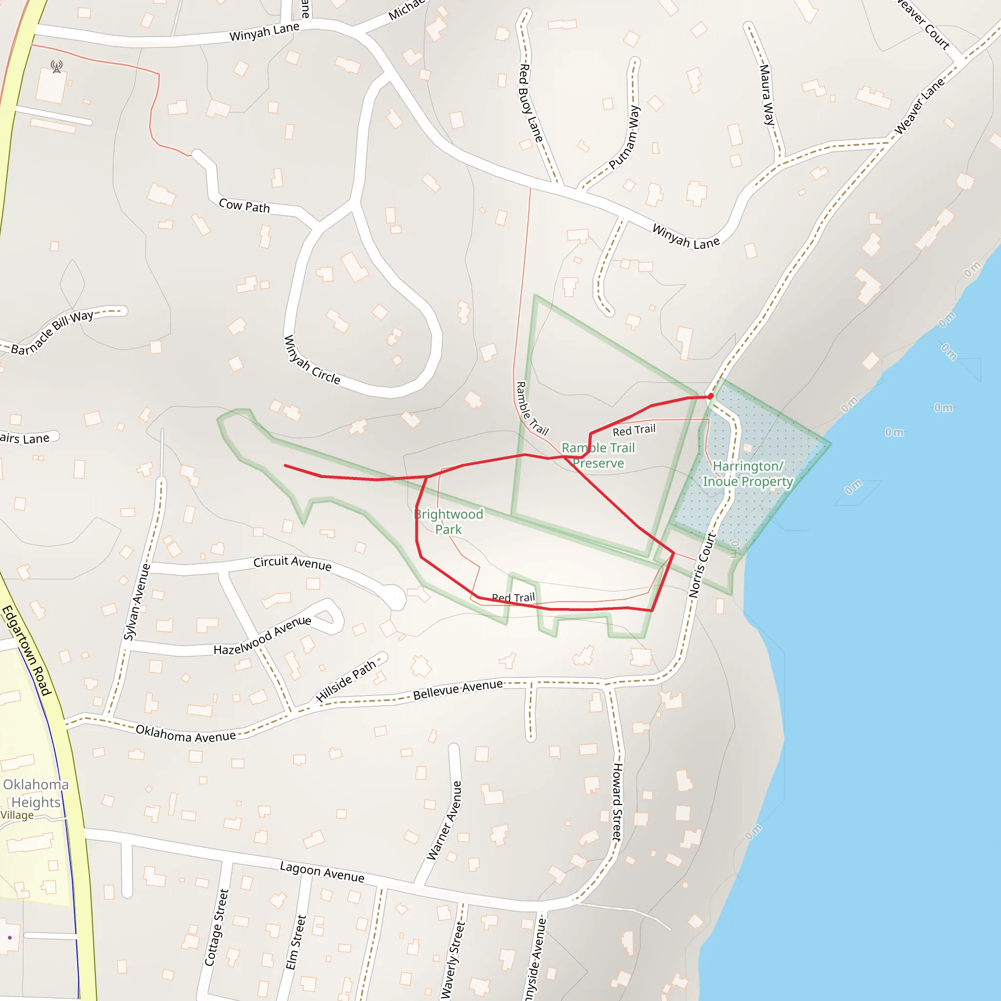 Red Trail Loop from Norris Court mobile static map